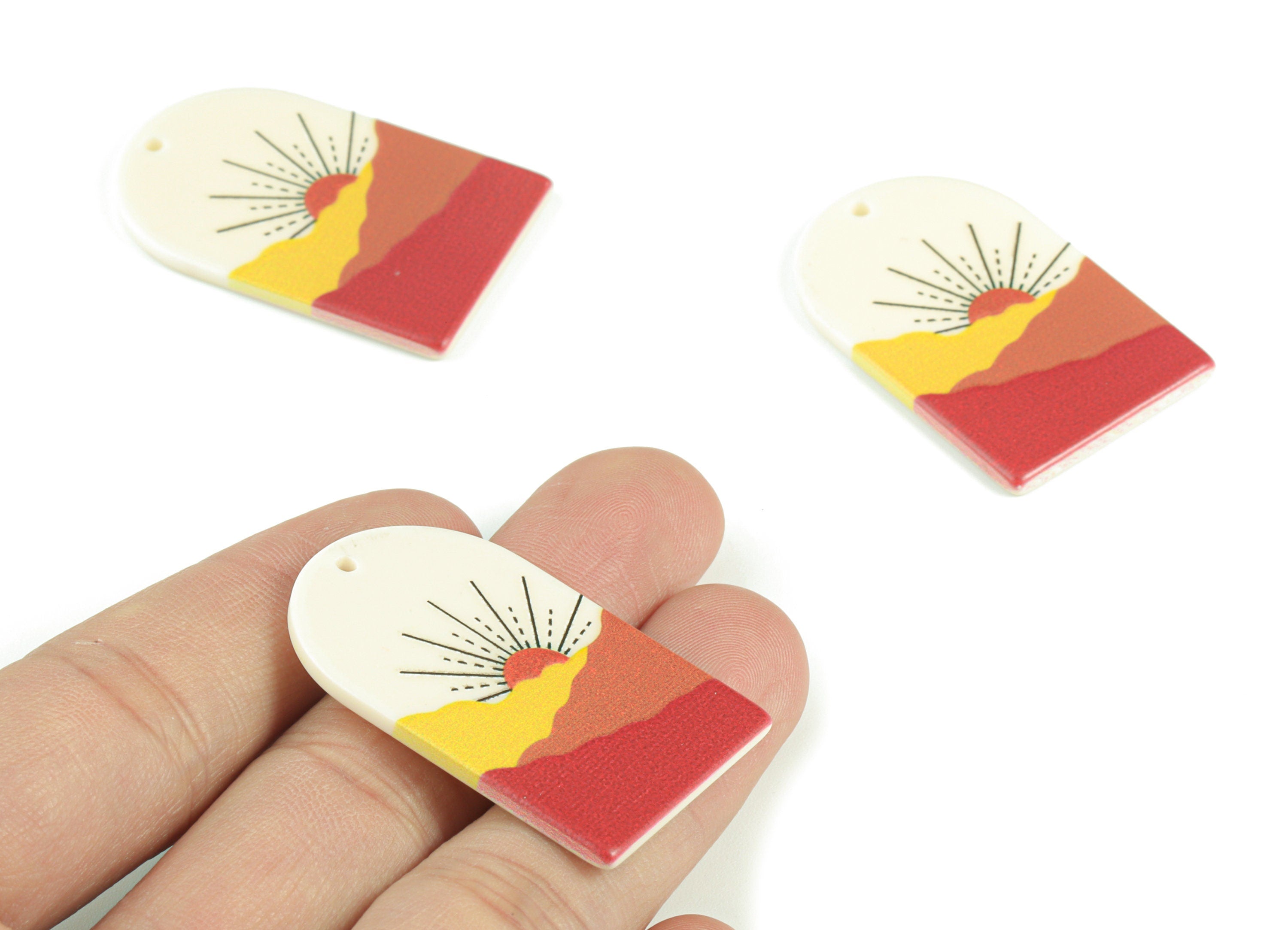 Acrylic Domed Earring Charms - Sun Mountain Oval Domed Charms Pastel Earrings - Jewelry Supplies - 39.78x25.66x2.6mm - AC2061AB - DOMEDBAZAAR