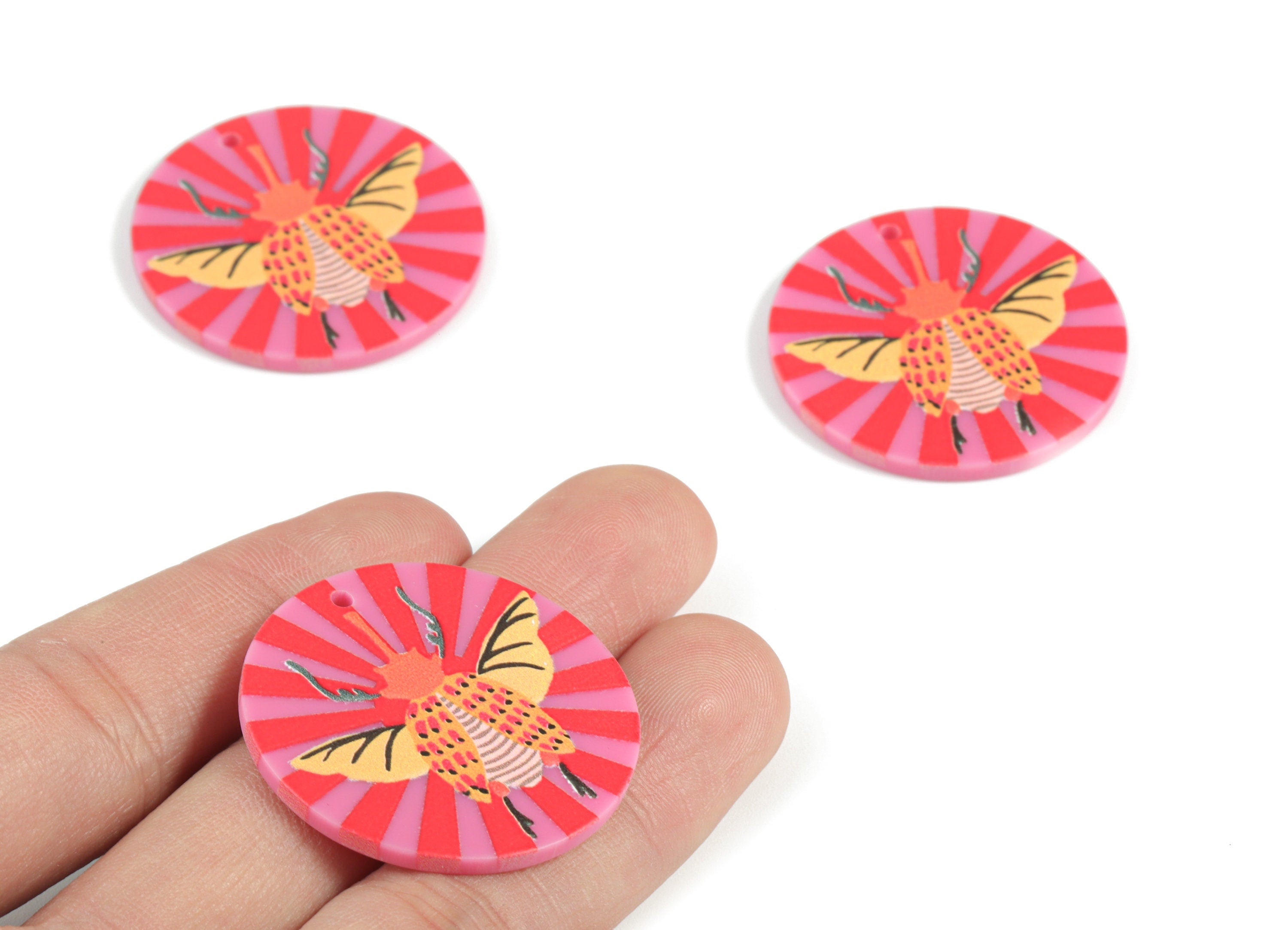 Acrylic Hercules Beetle Oval Pendant - Acrylic Hercules Beetle Oval Earring Charms - Jewelry Supplies - 34.78x34.69x2.35mm - AC2091B - DOMEDBAZAAR