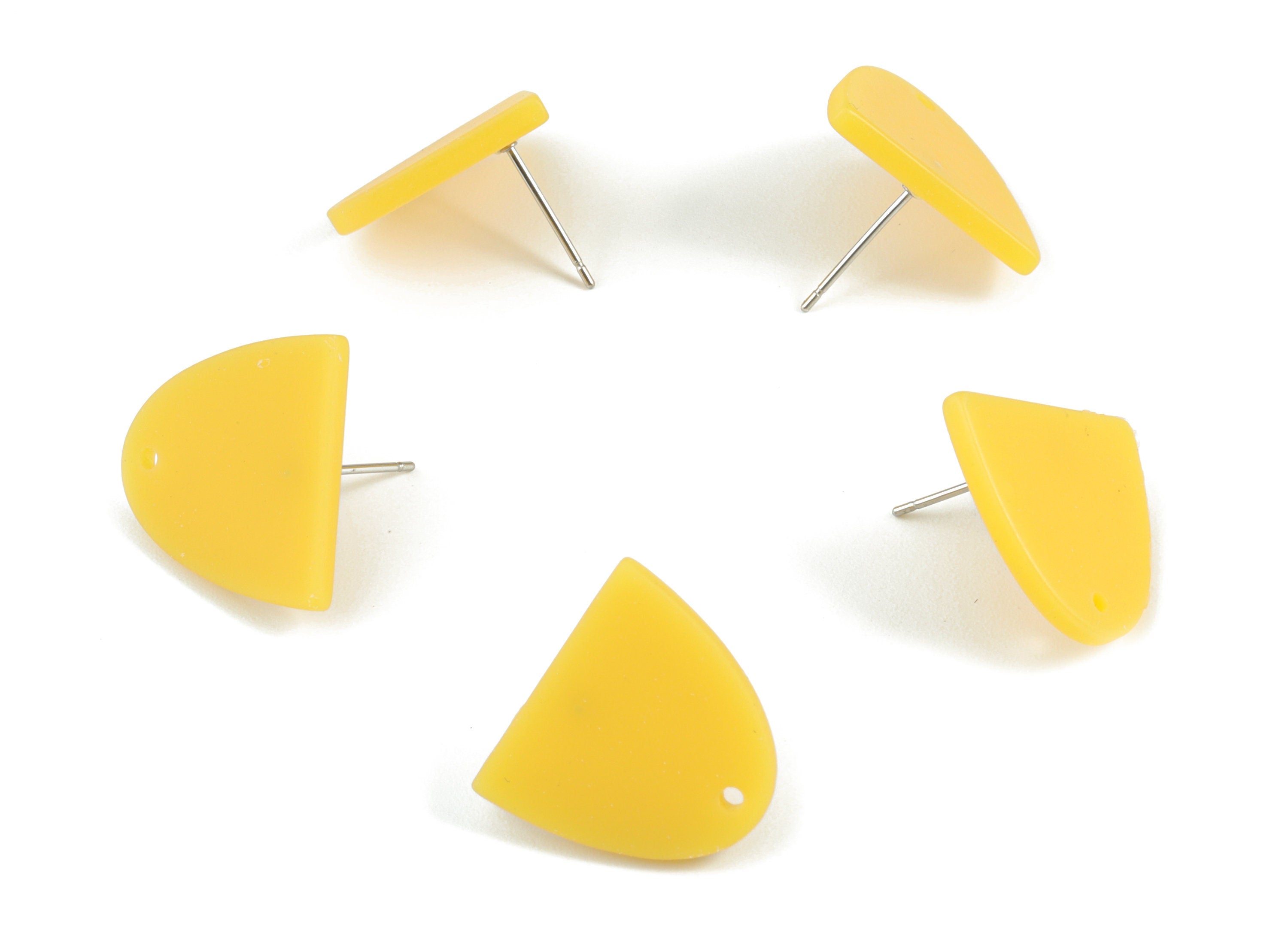 Acrylic Semi Ellipse Earring Stud - Half Ellipse Earring Post With Hole - Jewelry Supplies - Color Code:A499 - 16.72x13.65x2mm - AC1958-A499 - DOMEDBAZAAR