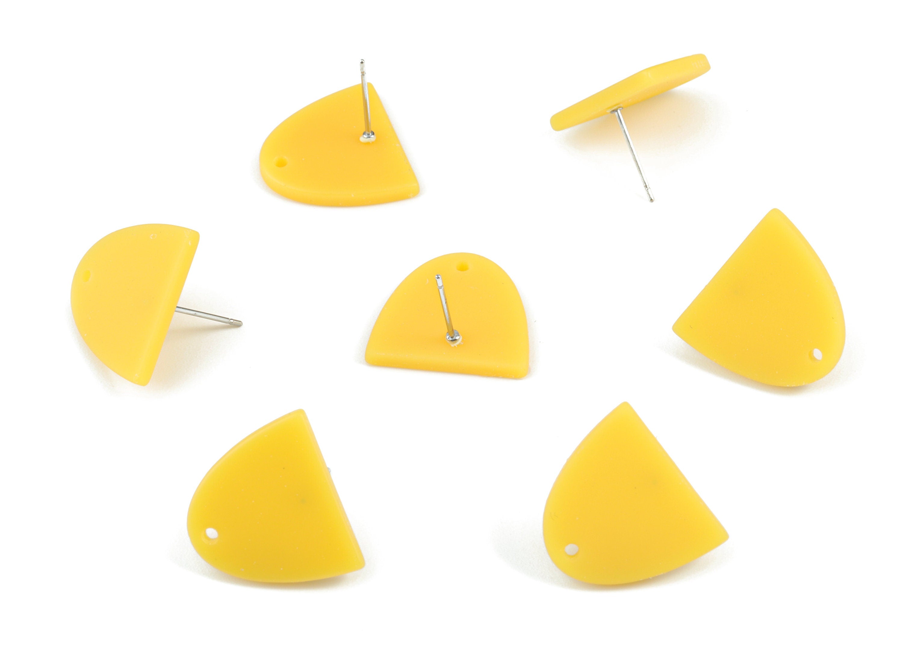 Acrylic Semi Ellipse Earring Stud - Half Ellipse Earring Post With Hole - Jewelry Supplies - Color Code:A499 - 16.72x13.65x2mm - AC1958-A499 - DOMEDBAZAAR