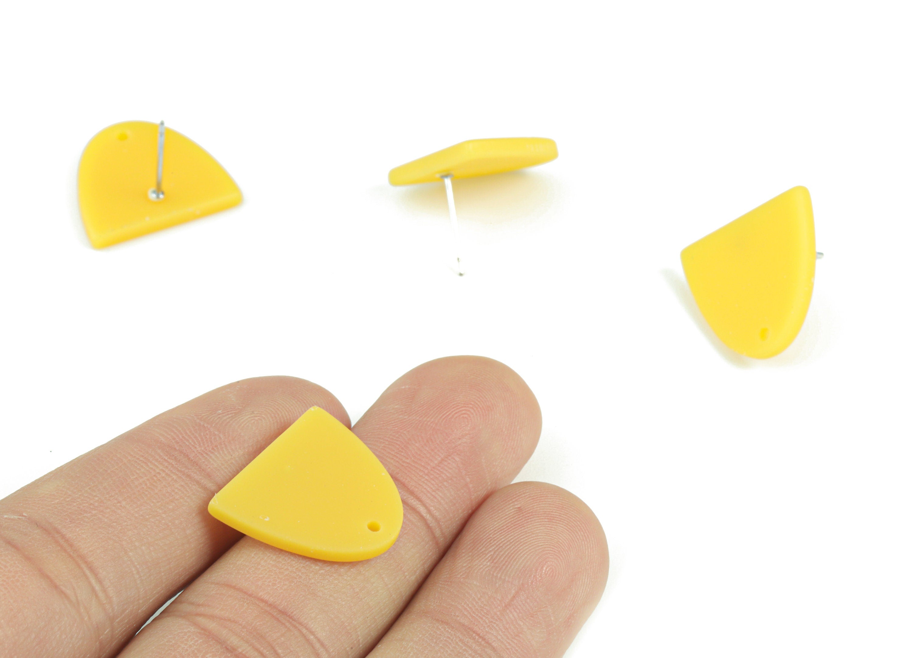 Acrylic Semi Ellipse Earring Stud - Half Ellipse Earring Post With Hole - Jewelry Supplies - Color Code:A499 - 16.72x13.65x2mm - AC1958-A499 - DOMEDBAZAAR