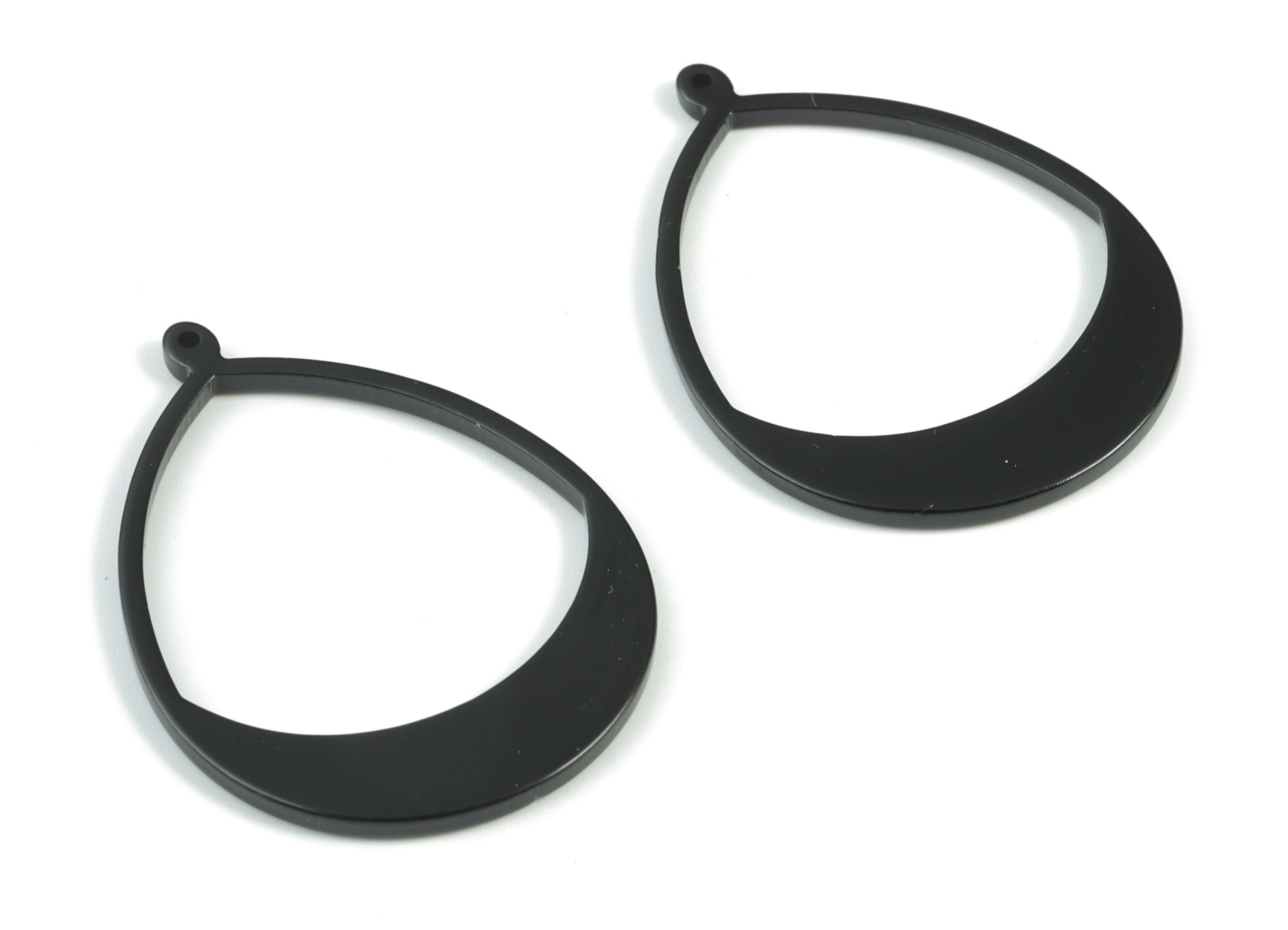 Acrylic Black Drop Pendant - Acrylic Black Drop Earring Charms - Jewelry Supplies - Color Code:A66- 49.76x35.77x2.3mm - AC2098-A66 - DOMEDBAZAAR