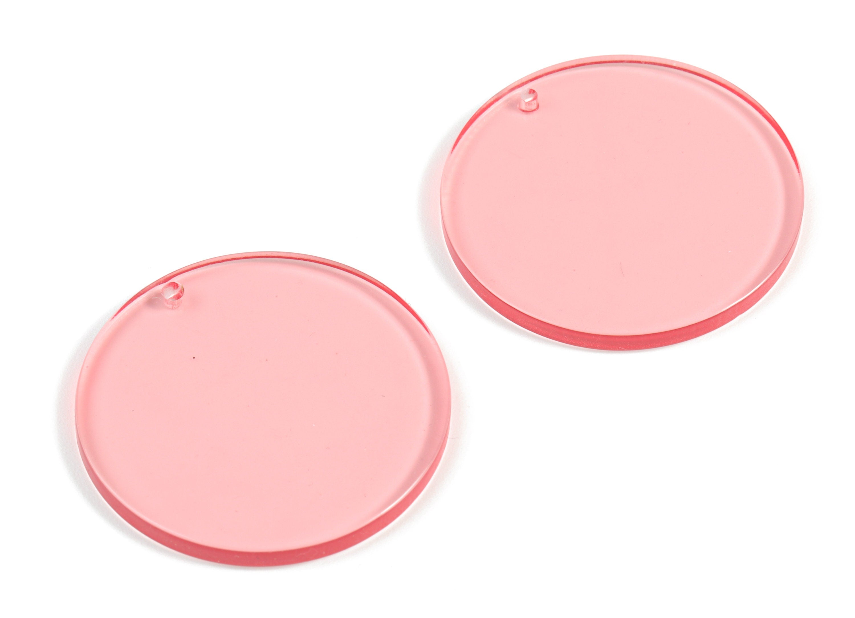 Acrylic Pink Round Pendant - Acrylic Circle Earring Charms - Earring Finding - Jewelry Supplies - Color Code:A69- 34.9x35x2.6mm - AC2101-A69 - DOMEDBAZAAR