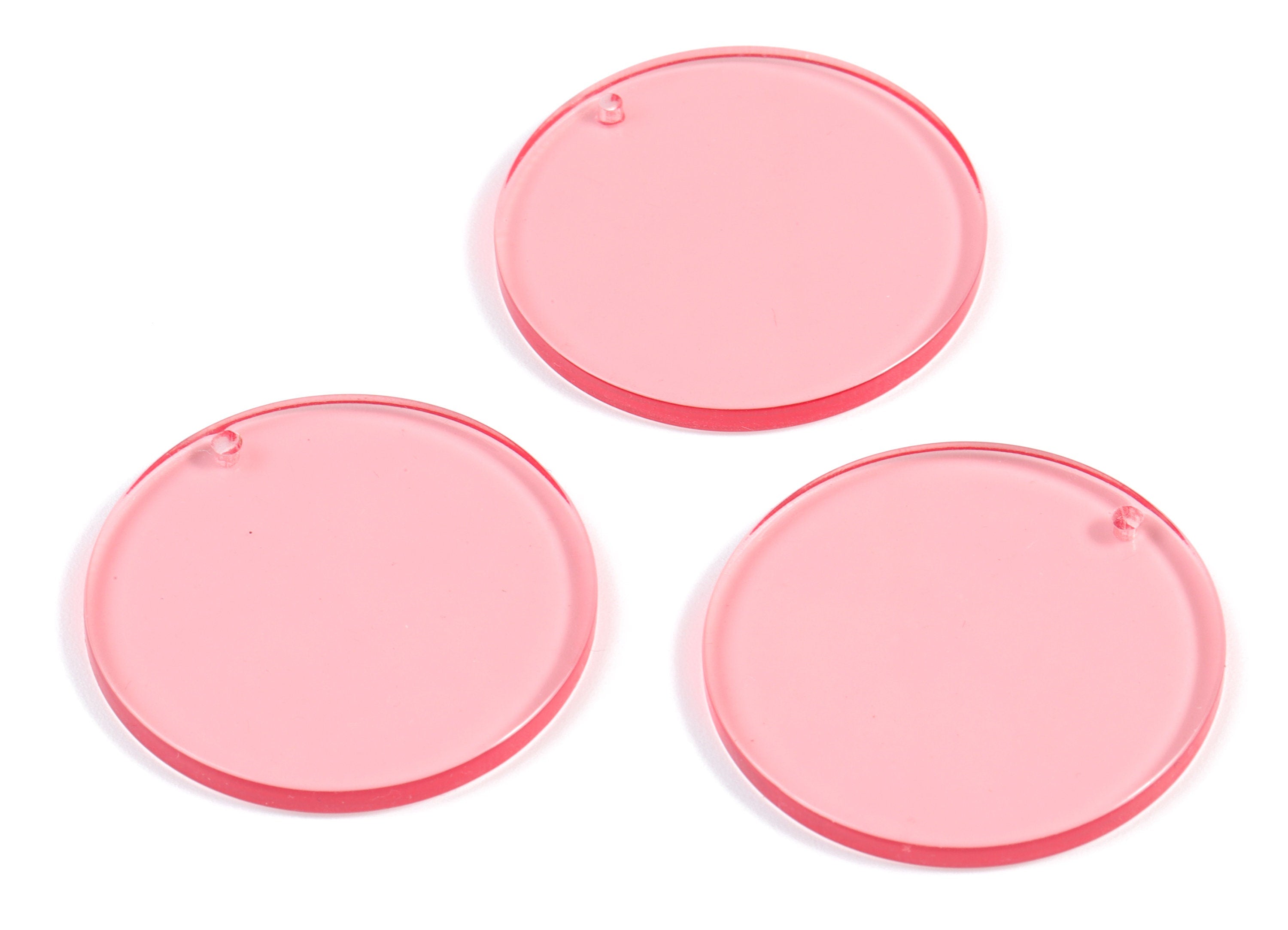 Acrylic Pink Round Pendant - Acrylic Circle Earring Charms - Earring Finding - Jewelry Supplies - Color Code:A69- 34.9x35x2.6mm - AC2101-A69 - DOMEDBAZAAR