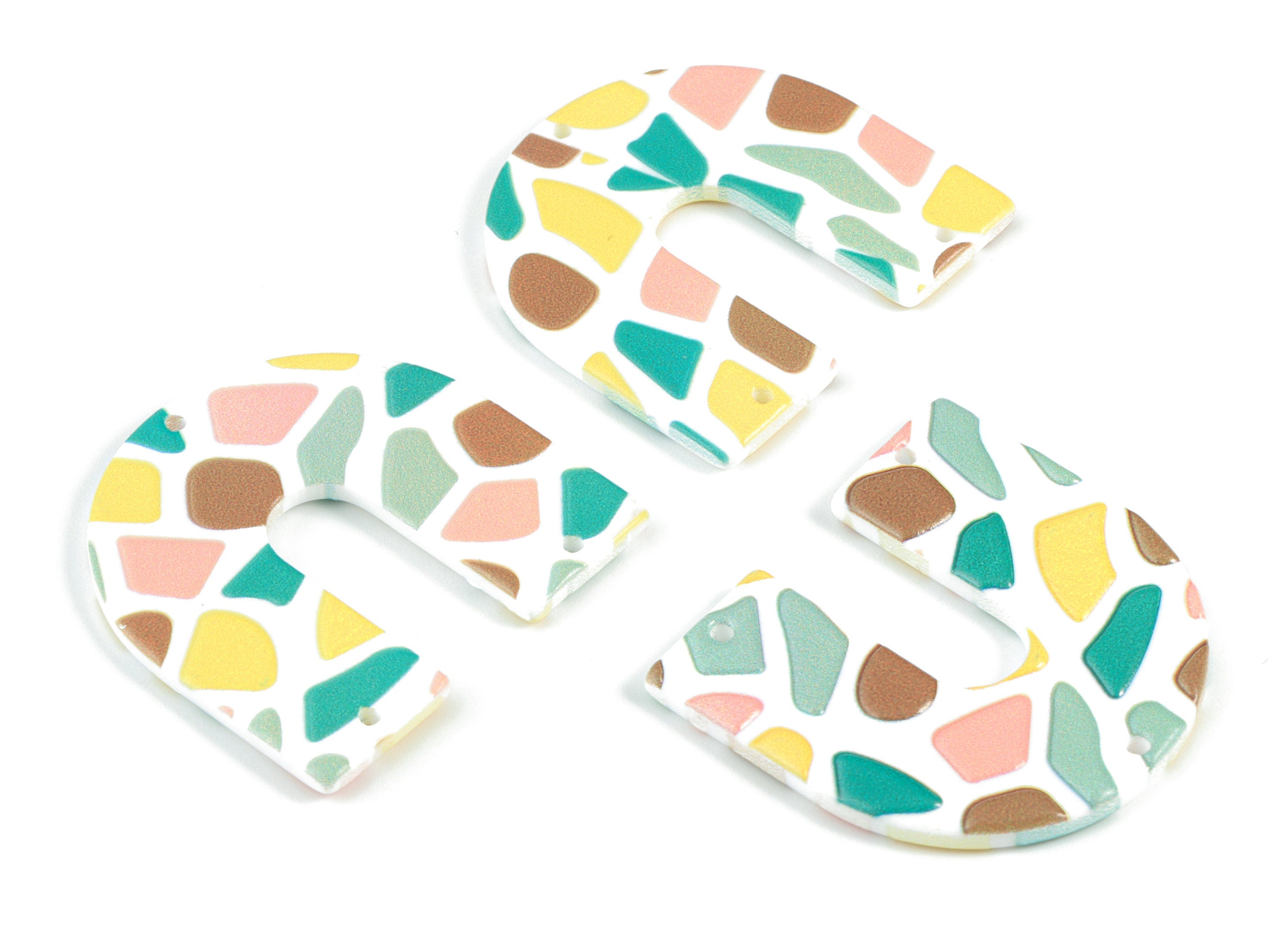 Acrylic U Pastel Earring Connector - 3 Holes - Acrylic U Earring Charms and Pendant - Jewelry Supplies - 33.68x34.7x2.62mm - AC2093B - DOMEDBAZAAR