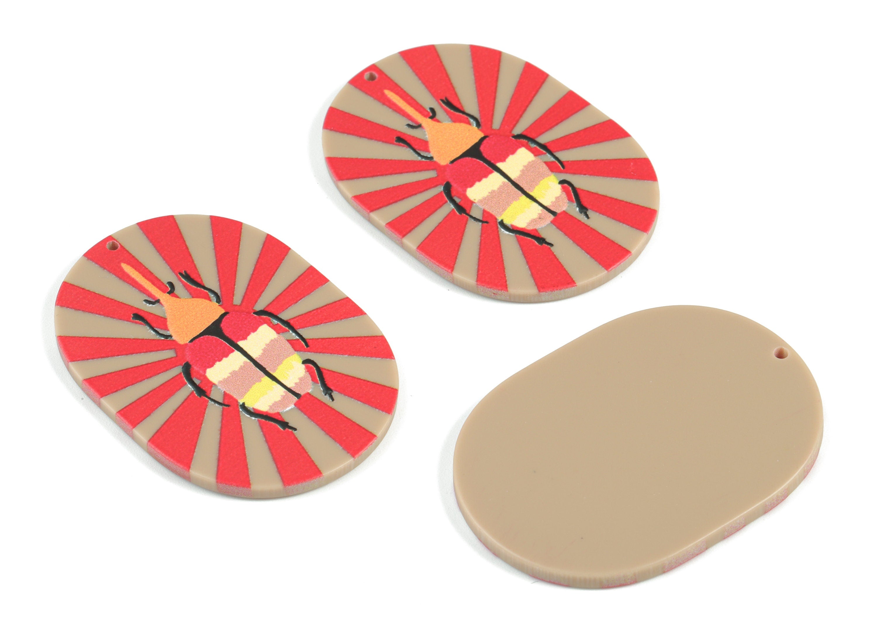 Acrylic Hercules Beetle Oval Pendant - Acrylic Hercules Beetle Oval Earring Charms - Jewelry Supplies - 43.21x31.12x2.46mm - AC2089C - DOMEDBAZAAR