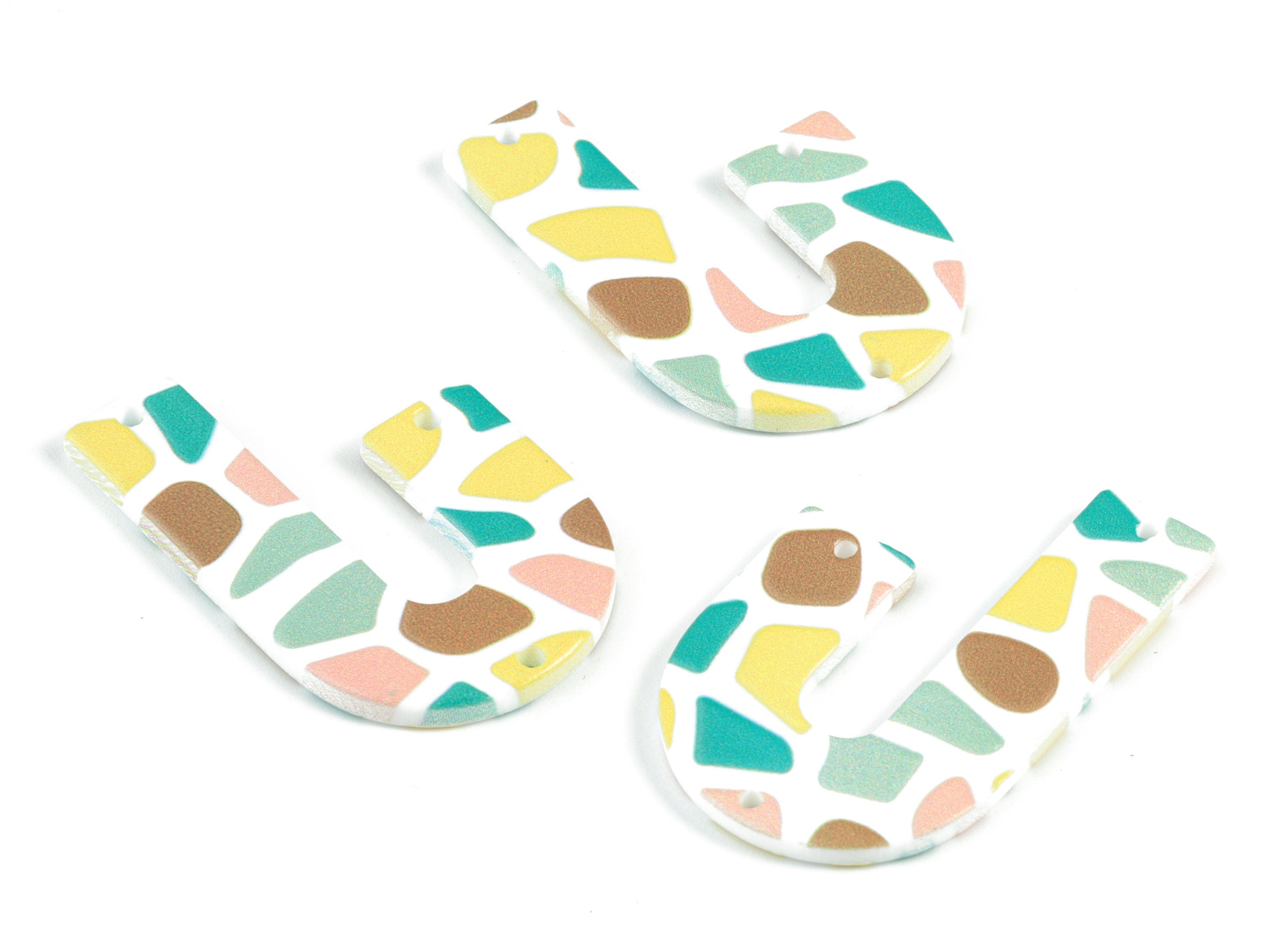 Acrylic U Pastel Earring Connector - Pastel U 3 Holes Earring Charms - Earring Finding - Jewelry Supplies - 39.9x25.98x2.61mm - AC2094B - DOMEDBAZAAR