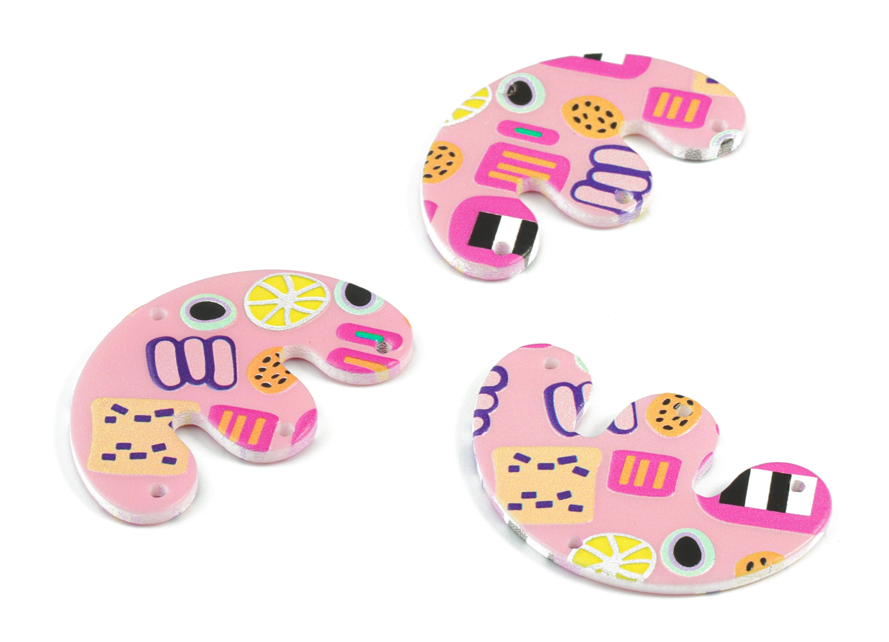 Acrylic Half Moon Earring Connector - 4 Holes - Acrylic Semi Circle Earring Charms - Jewelry Supplies - 39.73x24.9x2.4mm - AC2092A - DOMEDBAZAAR