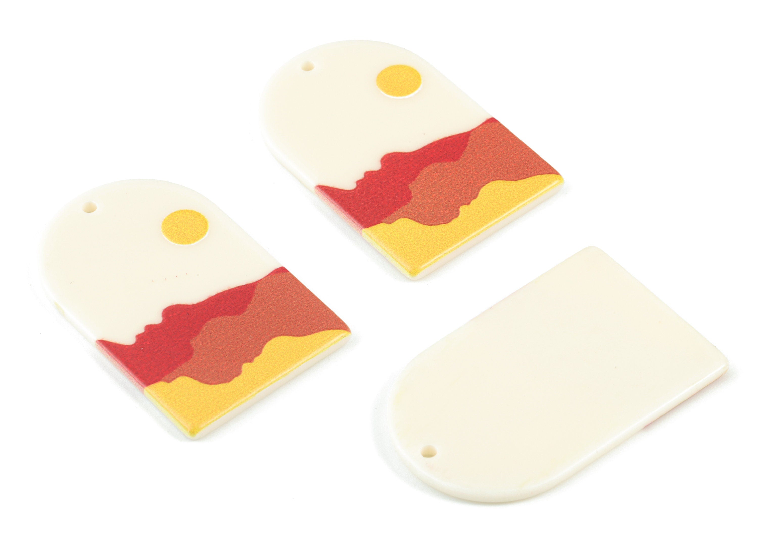 Acrylic Domed Earring Charms - Mountain Sun Oval Domed Charms Pastel Earrings - Jewelry Supplies - 39.77x25.49x2.39mm - AC2061S - DOMEDBAZAAR