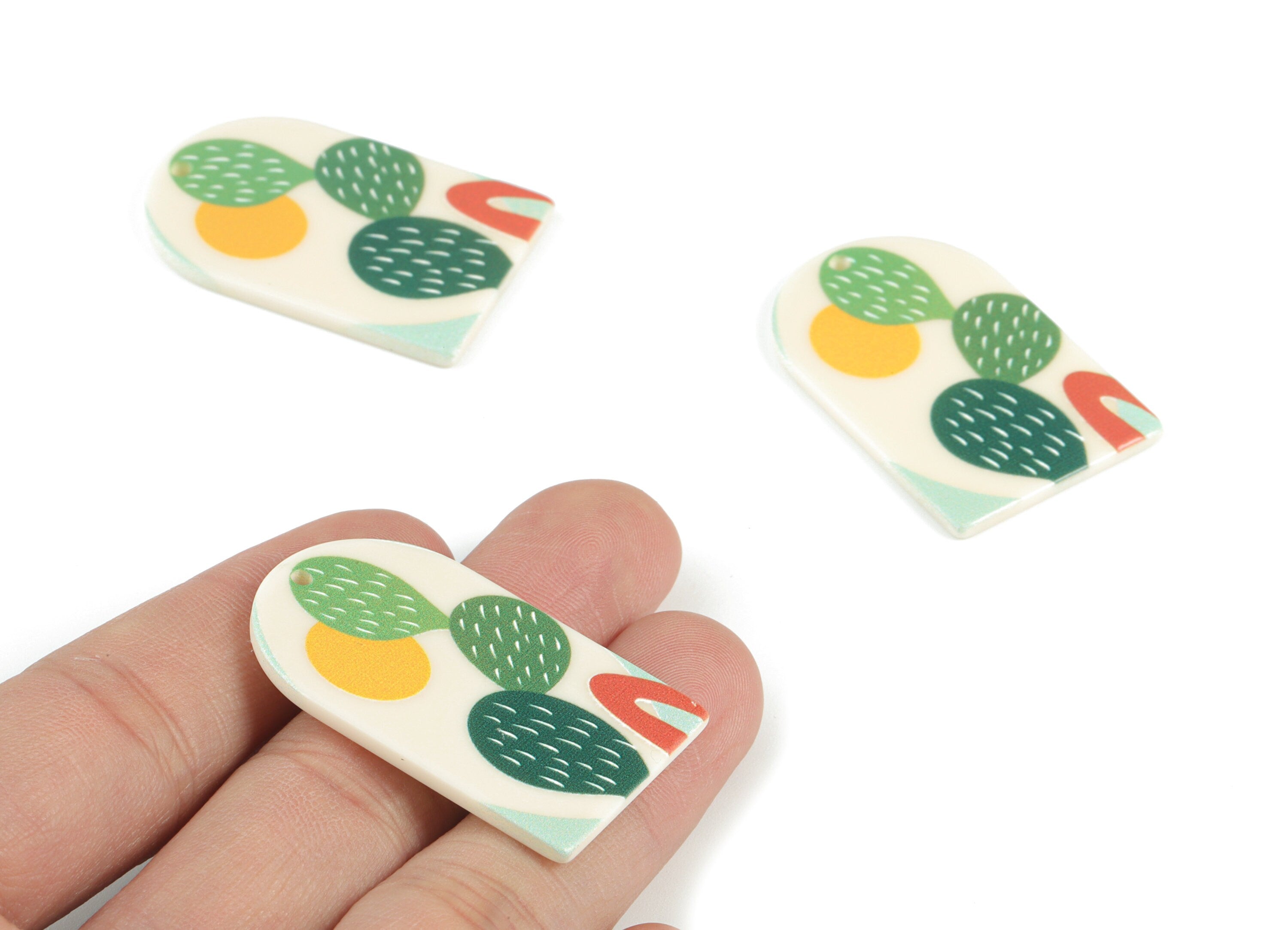 Acrylic Domed Earring Charms - Cactus Sun Oval Domed Charms Pastel Earrings - Jewelry Supplies - 39.73x25.41x2.45mm - AC2061V - DOMEDBAZAAR