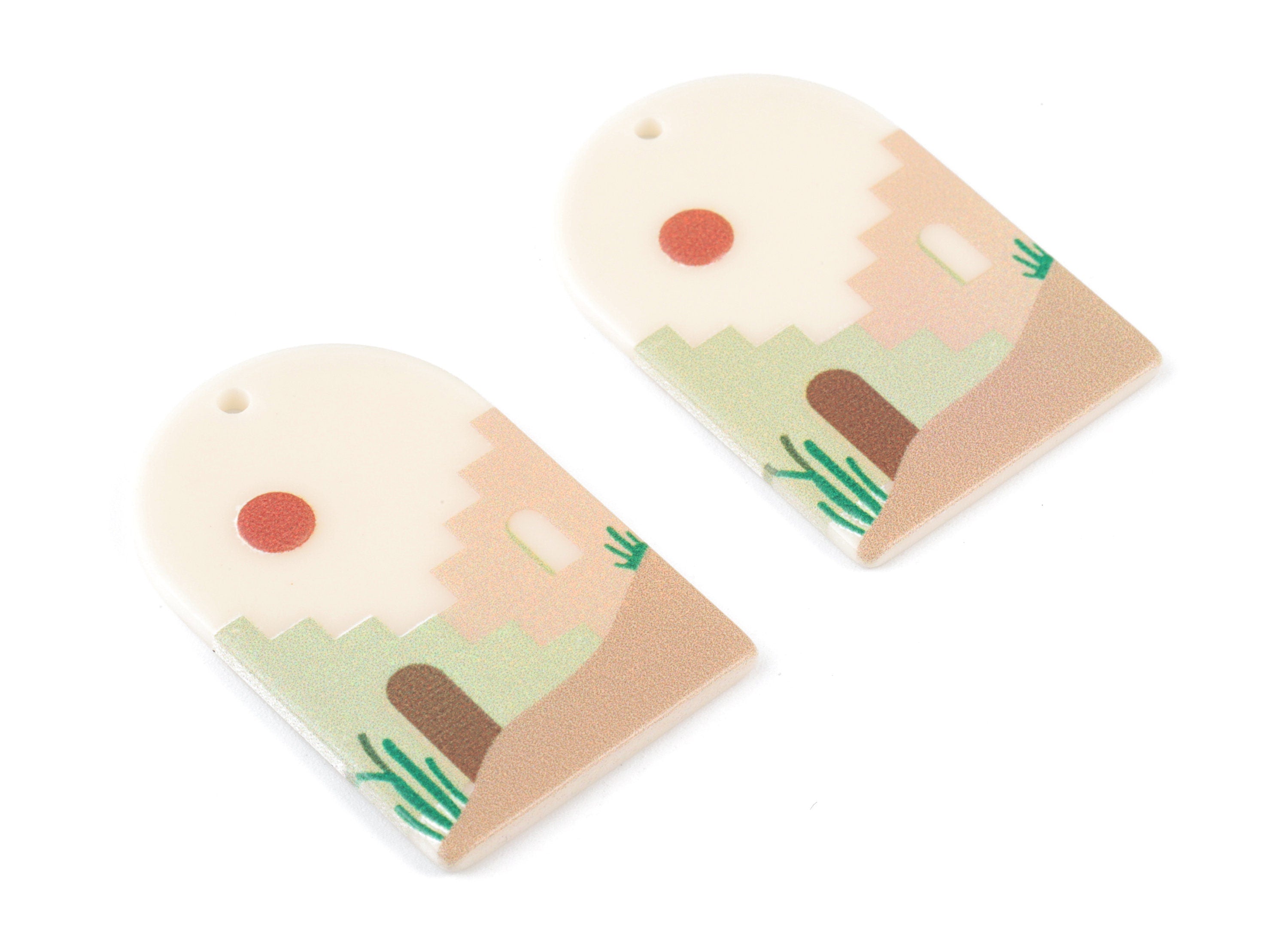 Acrylic Domed Earring Charms - Landscape Oval Domed Charms Pastel Earrings - Jewelry Supplies - 39.81x25.61x2.52mm - AC2061J - DOMEDBAZAAR