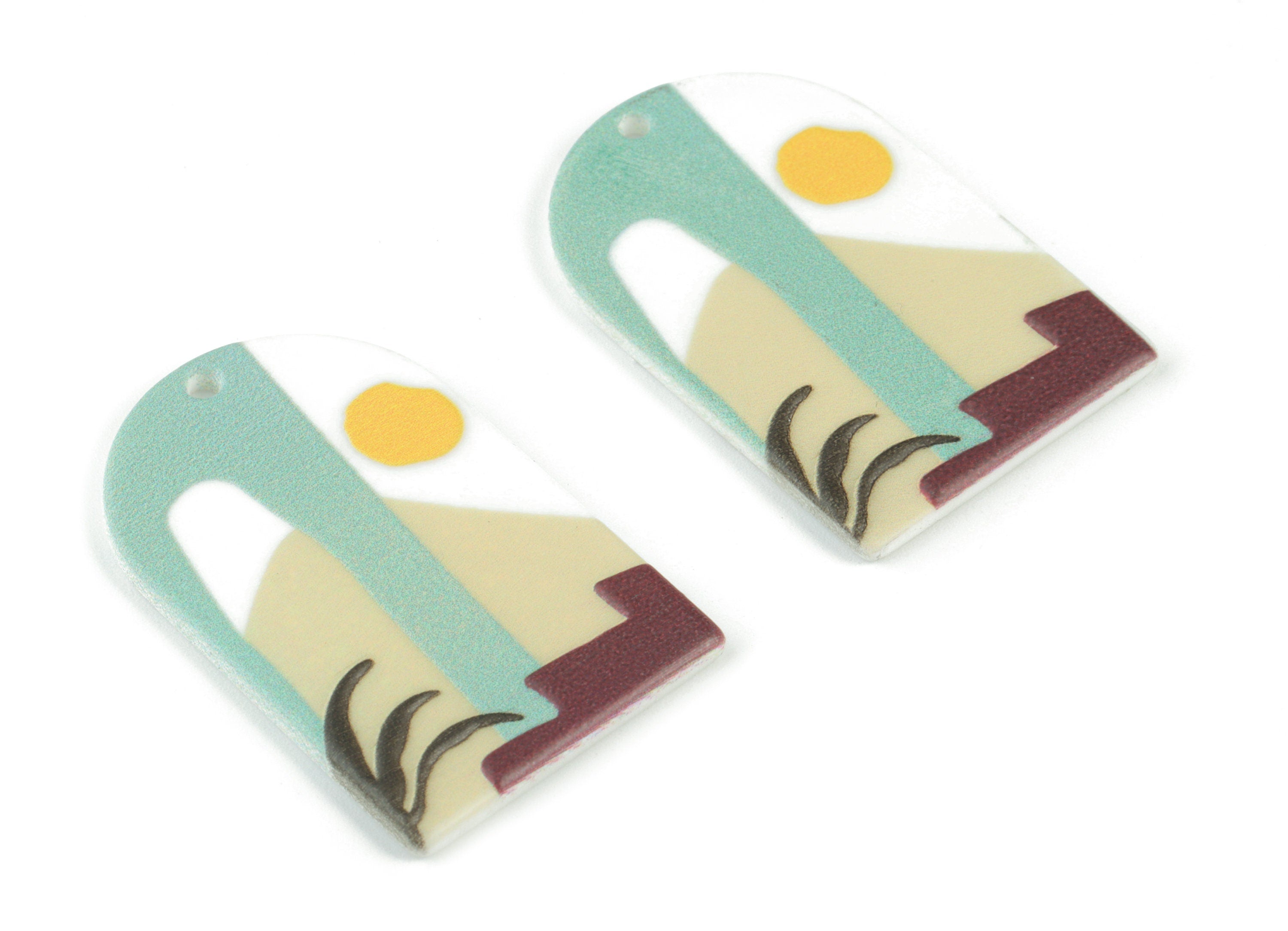 Acrylic Domed Earring Charms - Hill Sun Oval Domed Charms Pastel Earrings - Earring Finding - Jewelry Supplies - 39.68x25.7x2.44mm - AC2086B - DOMEDBAZAAR