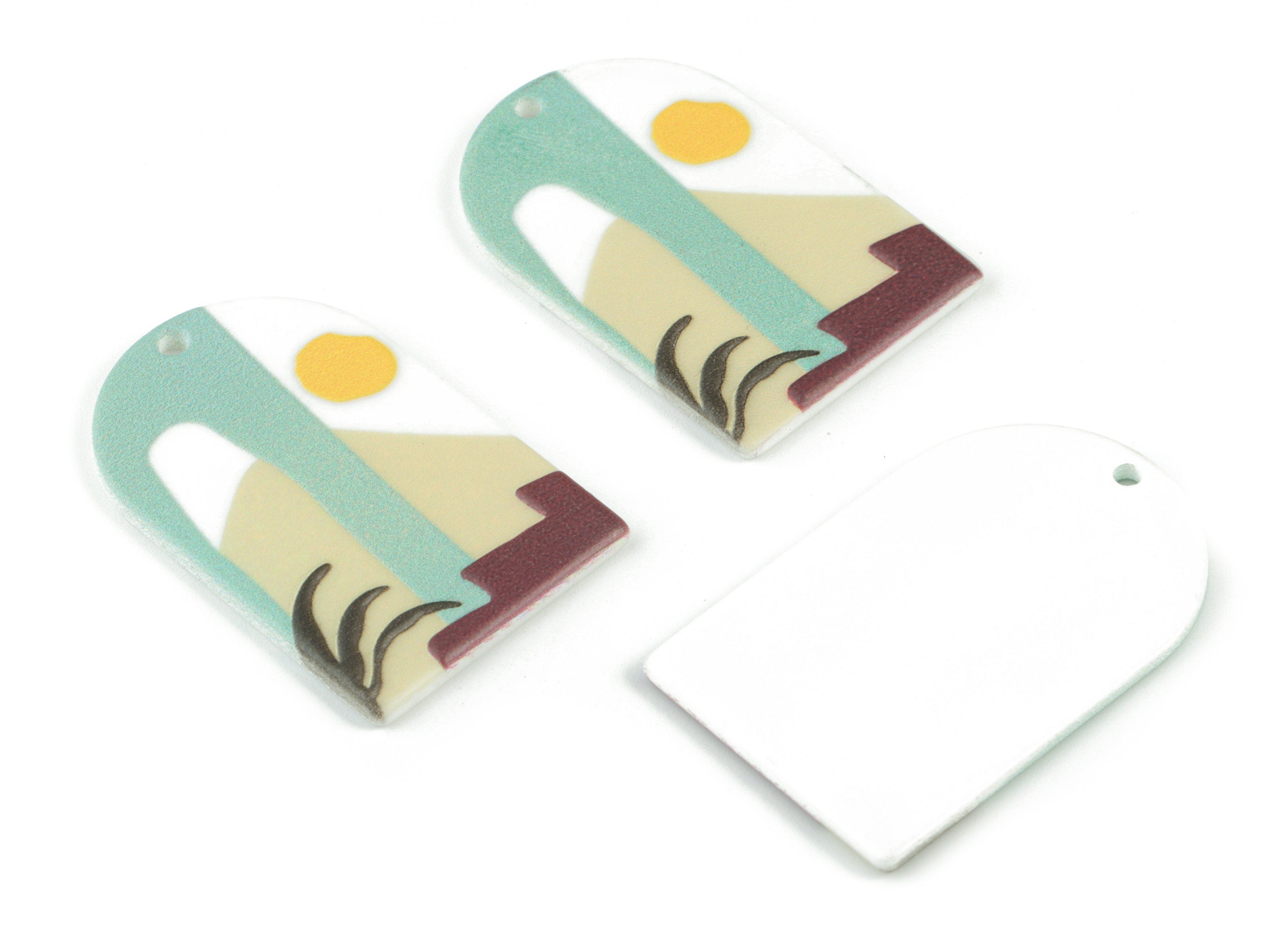 Acrylic Domed Earring Charms - Hill Sun Oval Domed Charms Pastel Earrings - Earring Finding - Jewelry Supplies - 39.68x25.7x2.44mm - AC2086B - DOMEDBAZAAR