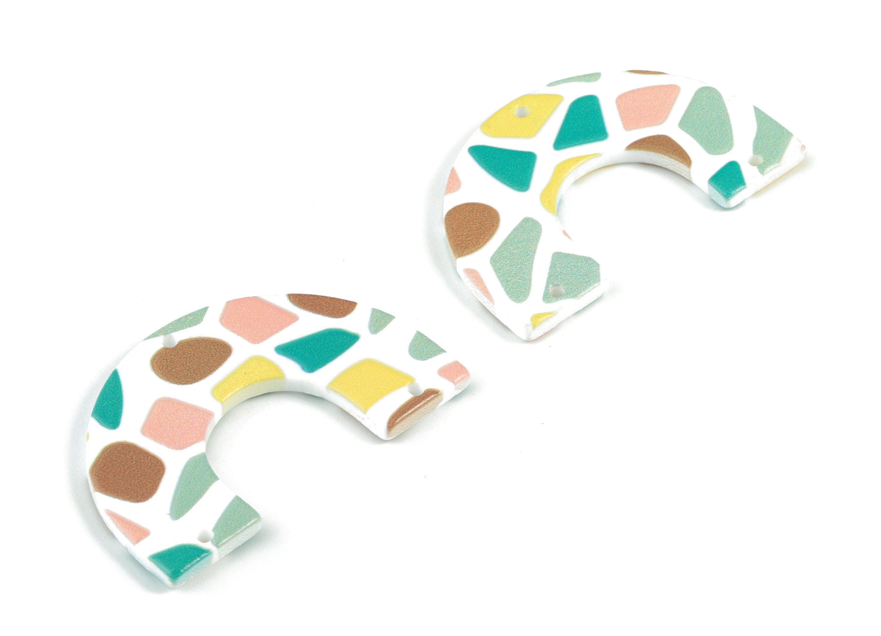 Acrylic U Pastel Earring Connector - Pastel U 3 Holes Earring Charms - Earring Finding - Jewelry Supplies - 39.66x25.42x2.51mm - AC2096B - DOMEDBAZAAR