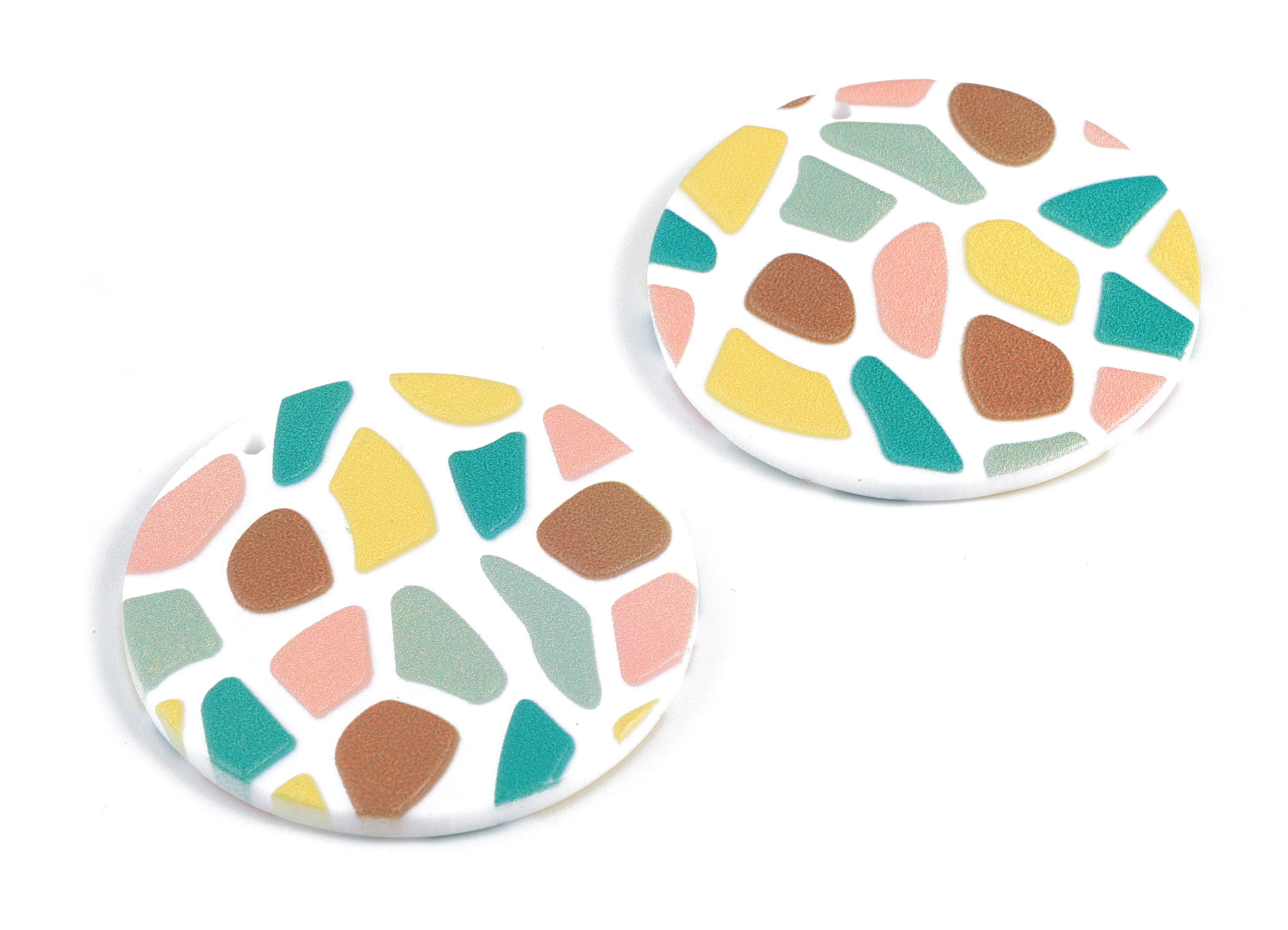 Acrylic Pastel Round Earring Charms - Acrylic Circle Pink Earrings - Earring Finding - Jewelry Supplies - 34.46x34.63x2.56mm - AC2097B - DOMEDBAZAAR