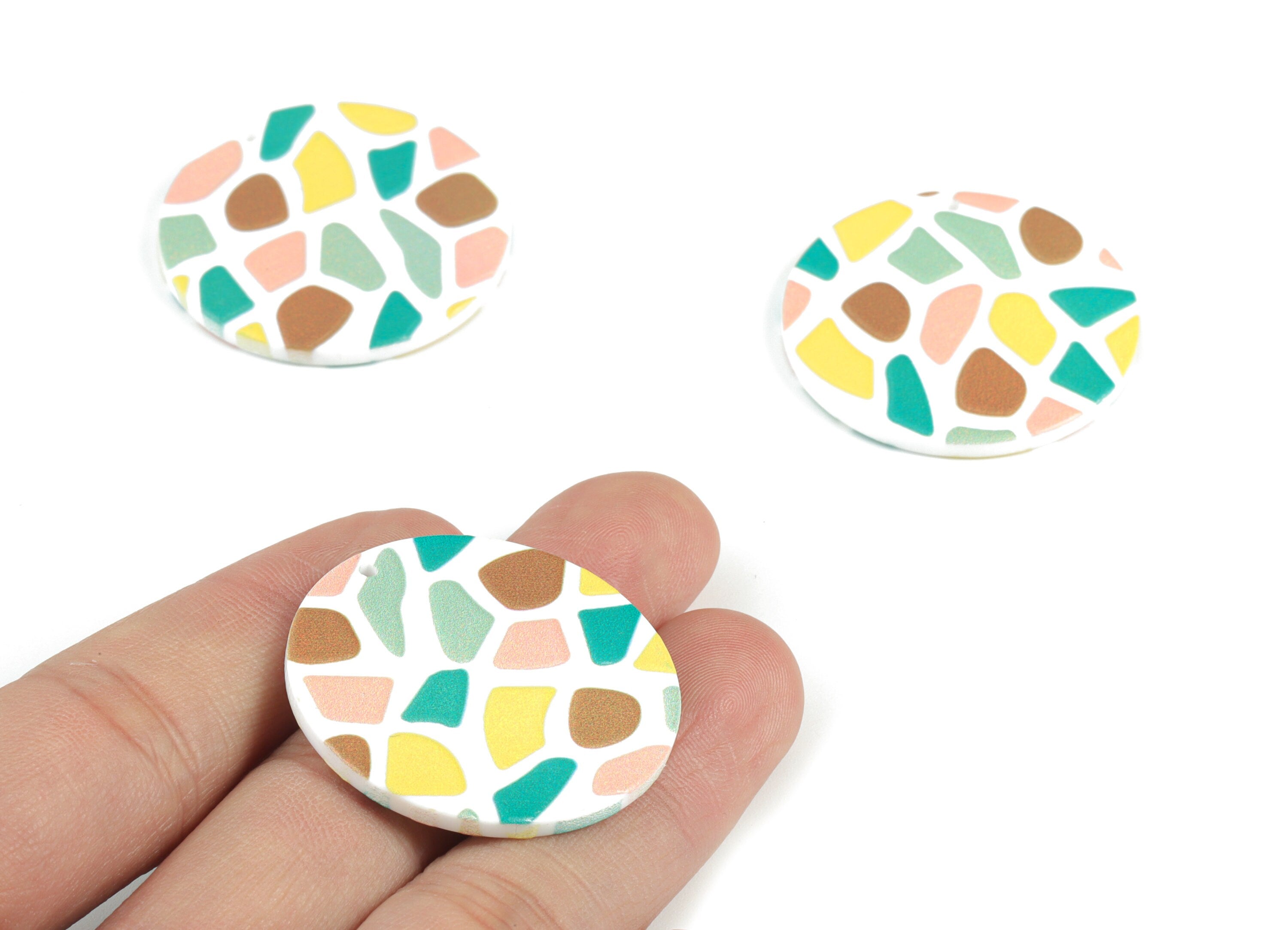 Acrylic Pastel Round Earring Charms - Acrylic Circle Pink Earrings - Earring Finding - Jewelry Supplies - 34.46x34.63x2.56mm - AC2097B - DOMEDBAZAAR