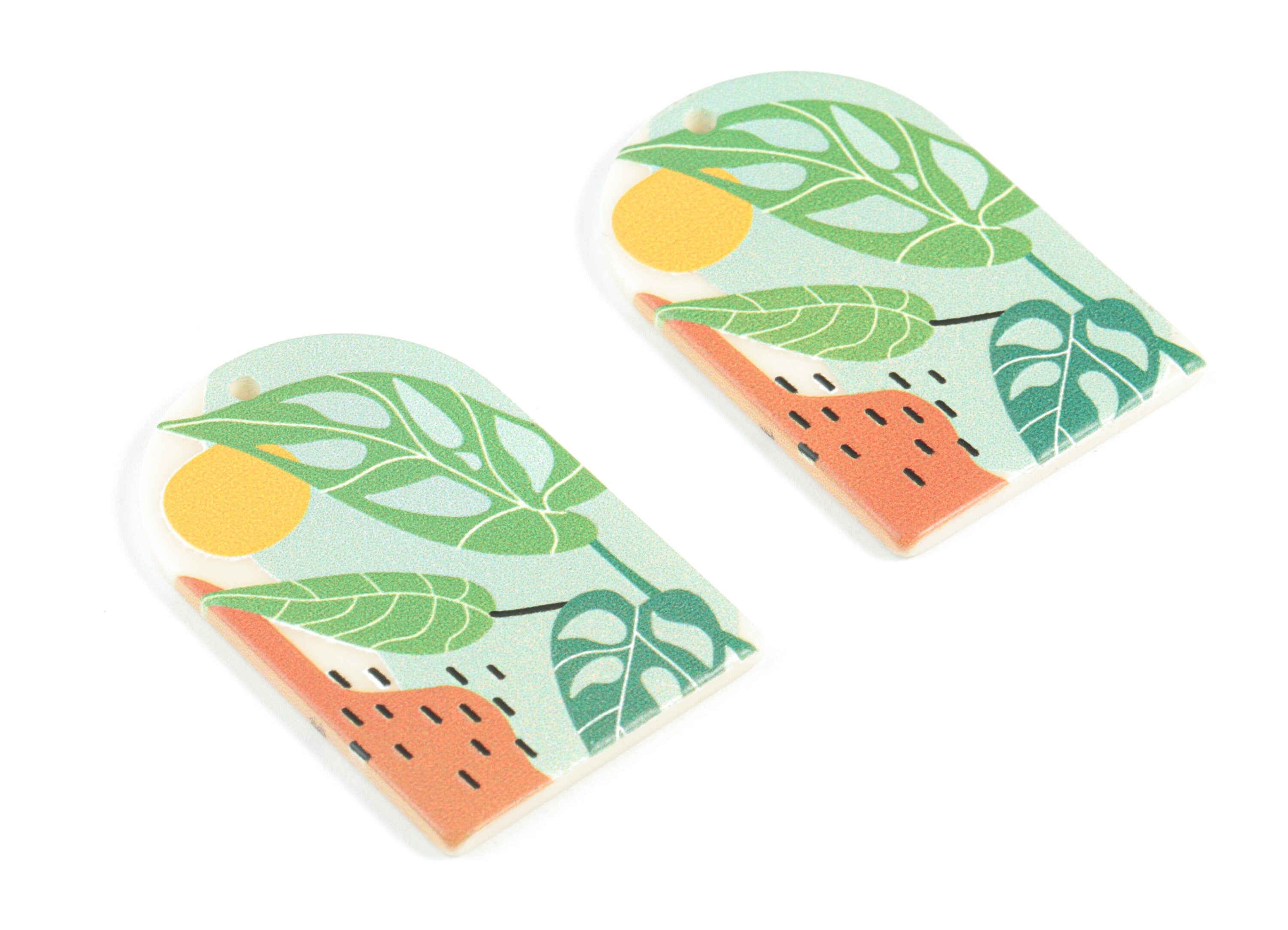 Acrylic Domed Earring Charms - Sun Flower Oval Domed Charms Pastel Earrings - Jewelry Supplies - 39.93x25.67x2.53mm - AC2061M - DOMEDBAZAAR