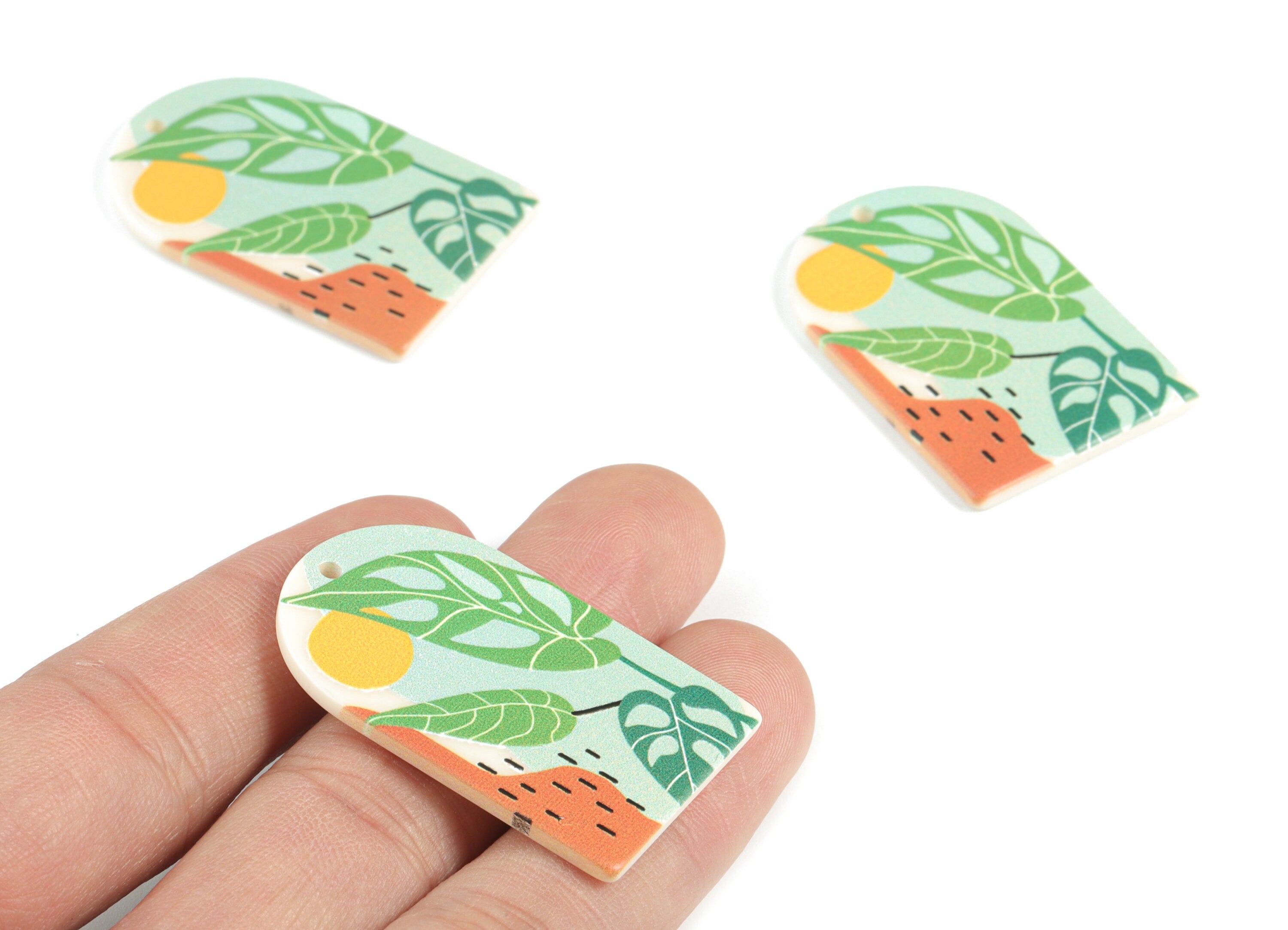 Acrylic Domed Earring Charms - Sun Flower Oval Domed Charms Pastel Earrings - Jewelry Supplies - 39.93x25.67x2.53mm - AC2061M - DOMEDBAZAAR