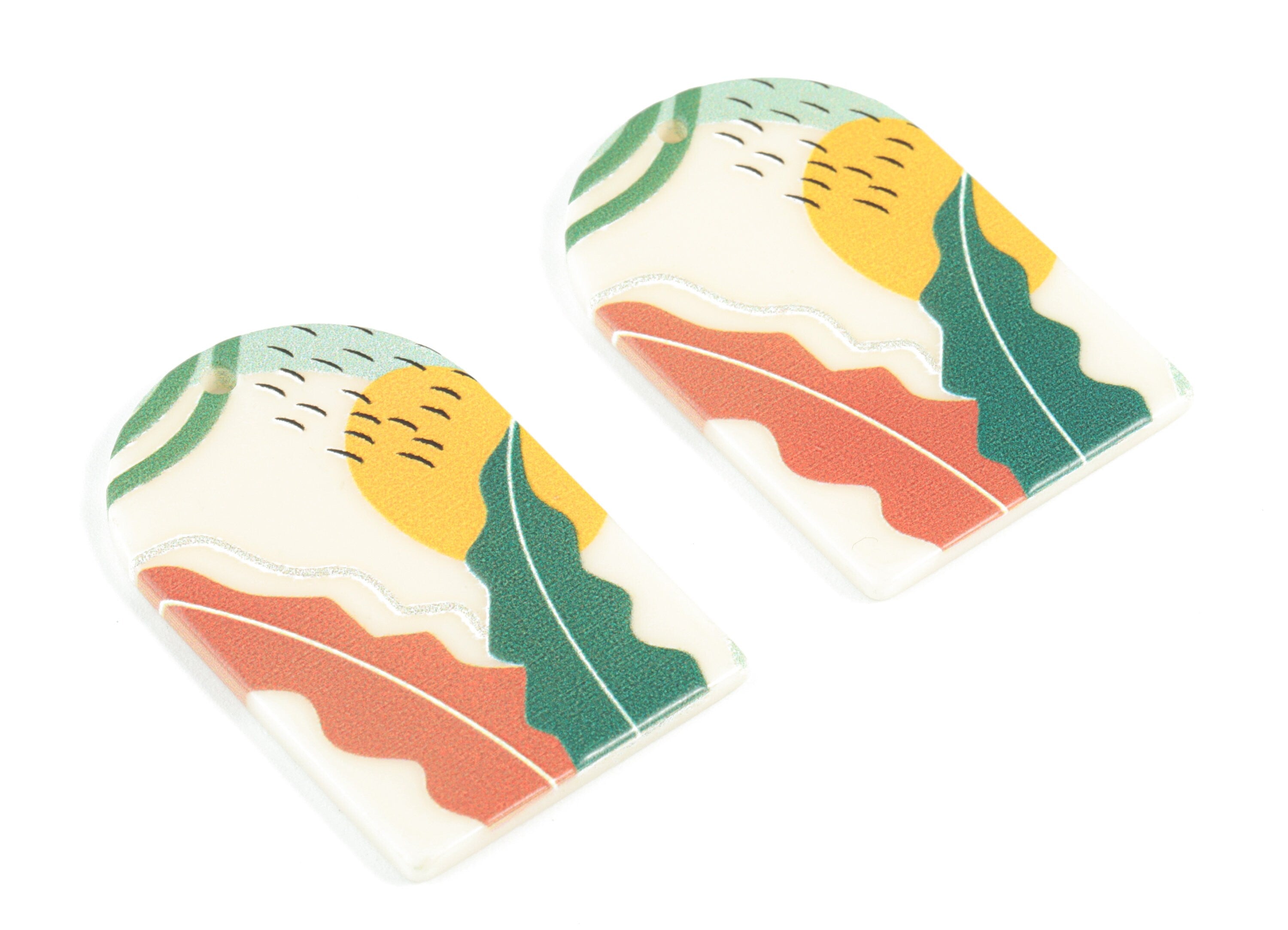 Acrylic Domed Earring Charms - Landscape Oval Domed Charms Pastel Earrings - Jewelry Supplies - 39.88x25.74x2.71mm - AC2061L - DOMEDBAZAAR