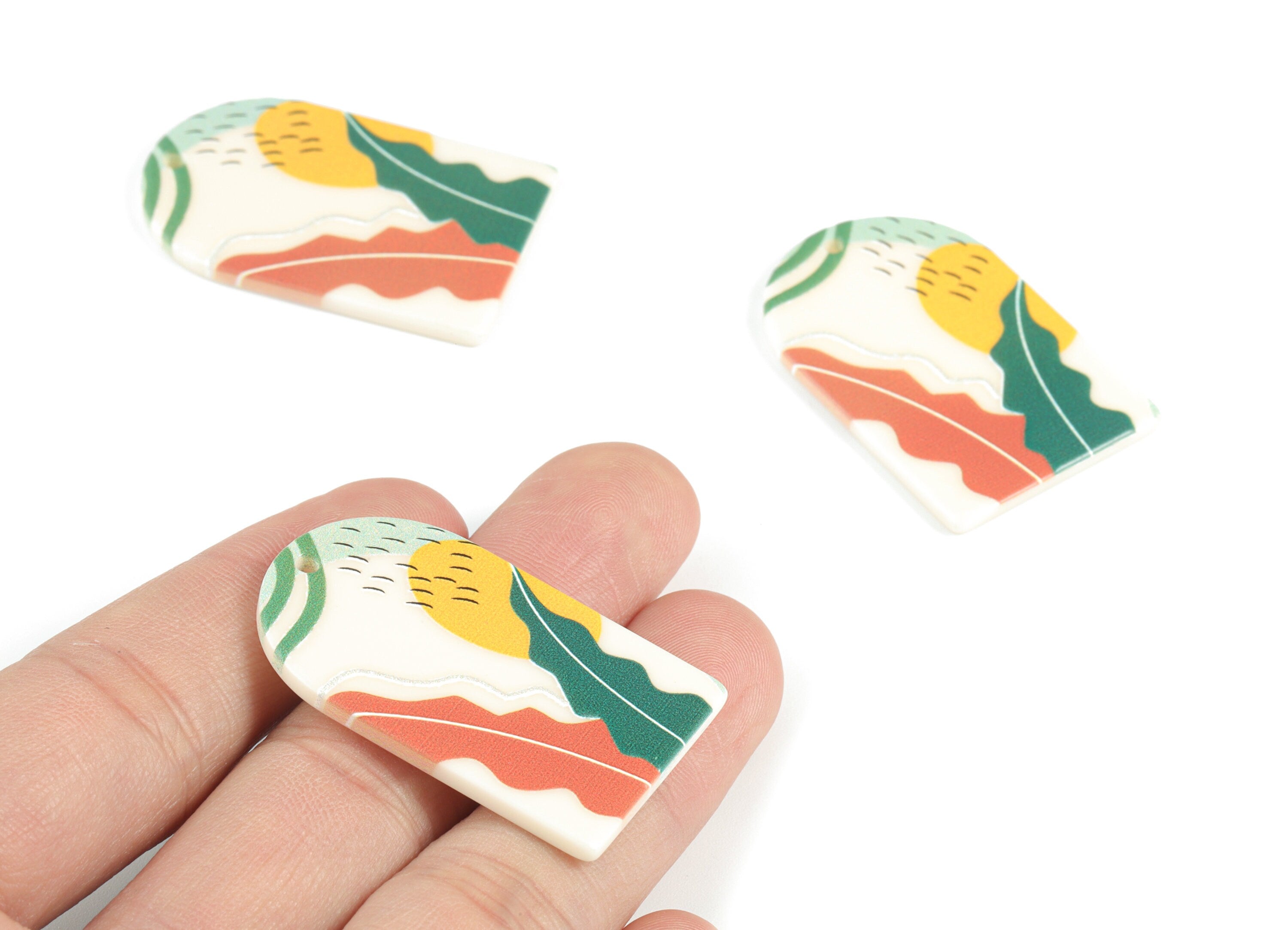 Acrylic Domed Earring Charms - Landscape Oval Domed Charms Pastel Earrings - Jewelry Supplies - 39.88x25.74x2.71mm - AC2061L - DOMEDBAZAAR