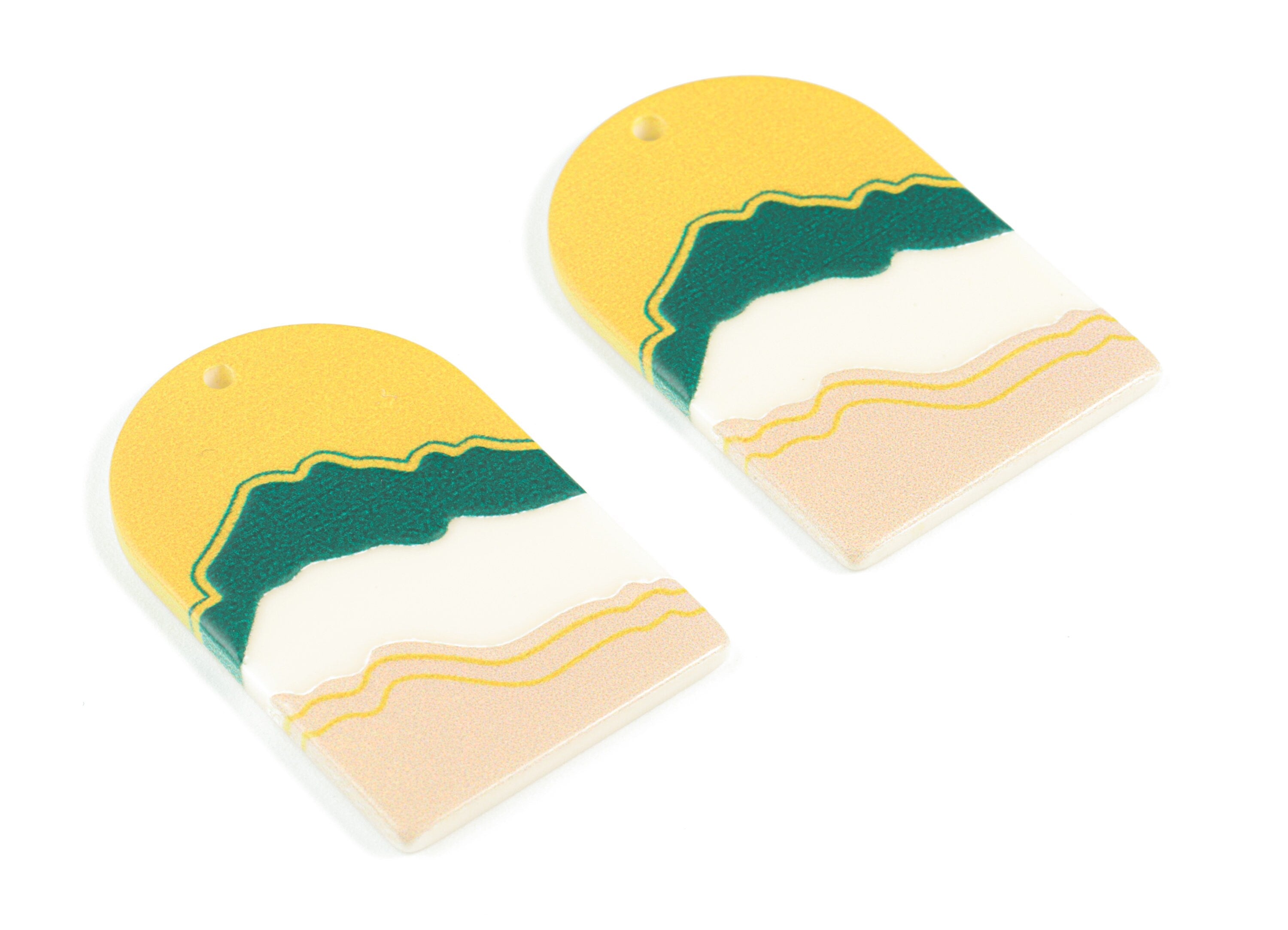 Acrylic Domed Earring Charms - Landscape Oval Domed Charms Pastel Earrings - Jewelry Supplies - 39.78x25.58x2.45mm - AC2061G - DOMEDBAZAAR