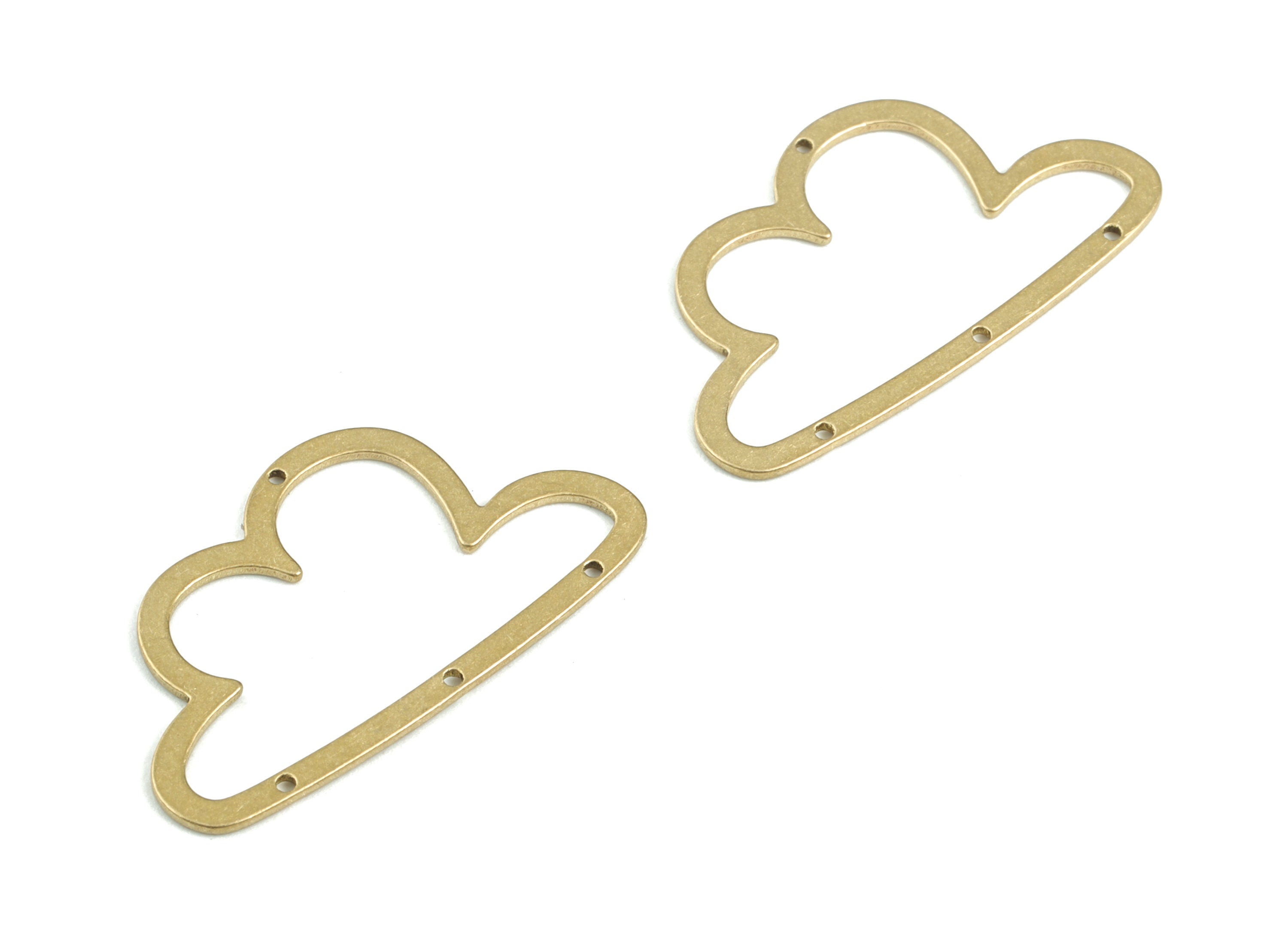 Cloud Earring Connector - Raw Brass Cloud Earring Charms - 4 Holes Connector - Jewelry Supplies - 30x17x0.8mm - PPM3500 - DOMEDBAZAAR