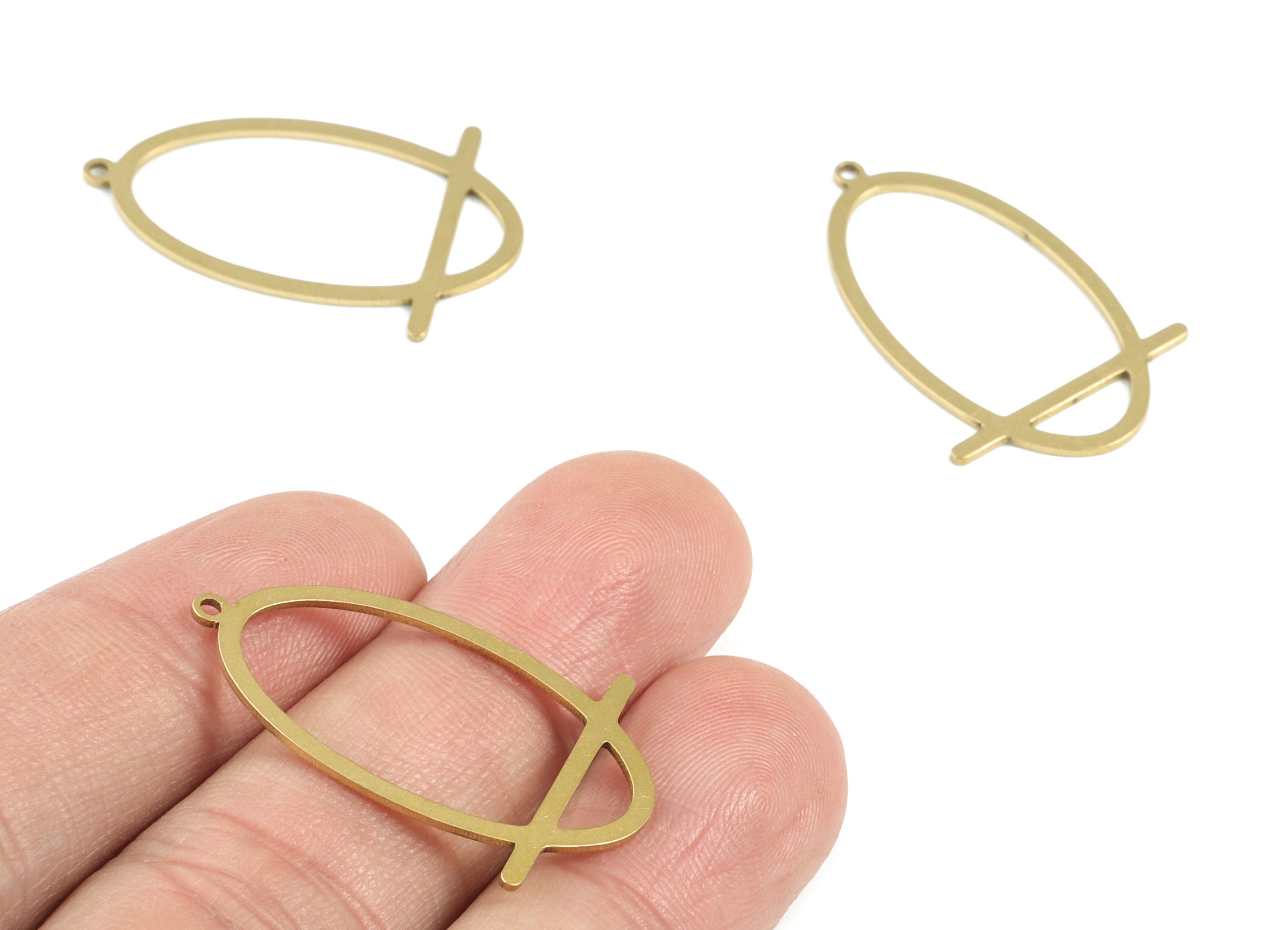 Oval Brass Pendant - Raw Brass Oval Earring Charms - Jewelry Supplies - 32x20x0.8mm - PPM3702 - DOMEDBAZAAR