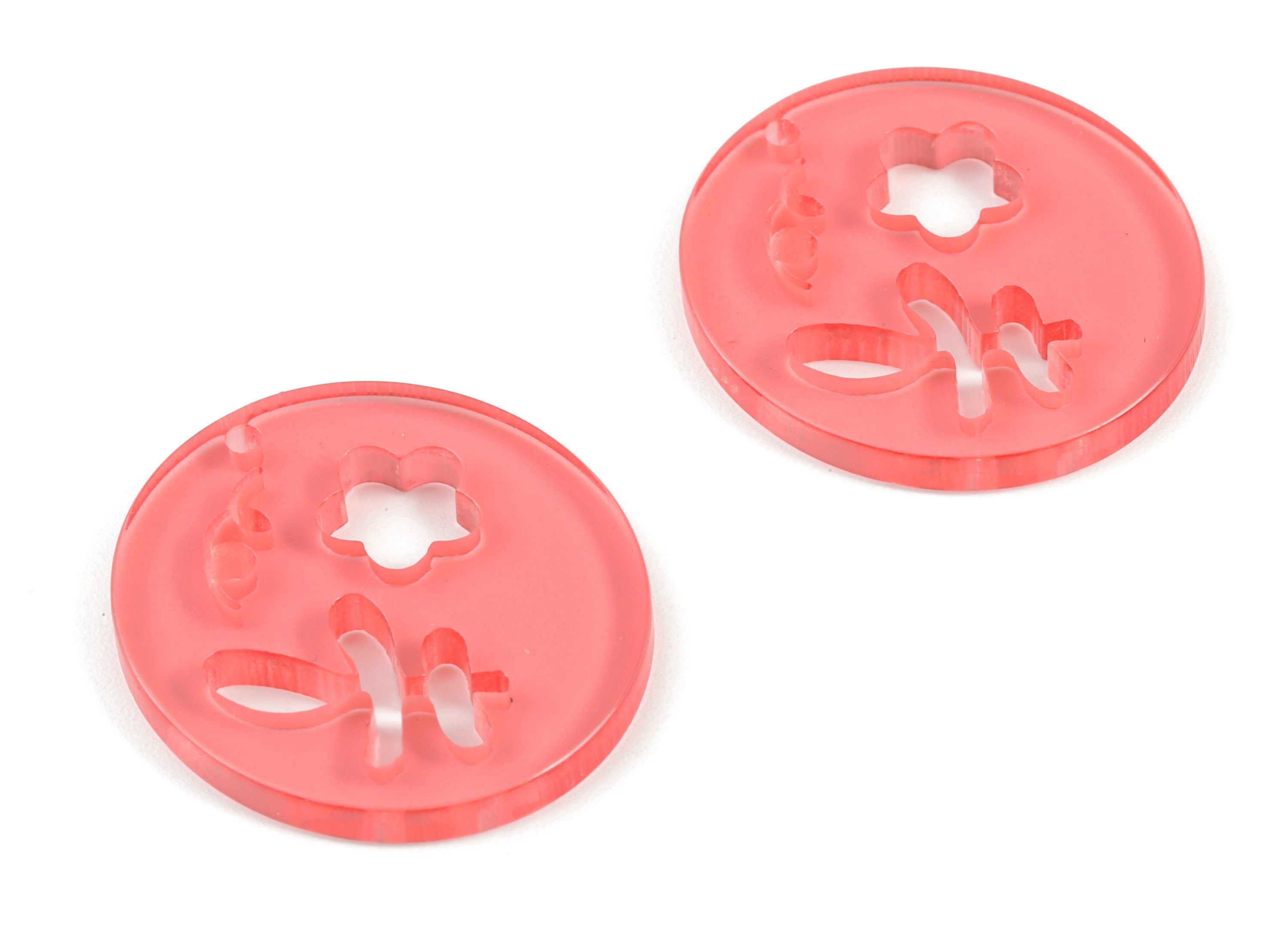 Acrylic Flower Earring Charms - Acrylic Red Leaf Earring Charms - Jewelry Supplies - Color Code:A465- 29.76x27.75x2.89mm - AC2139-A465 - DOMEDBAZAAR