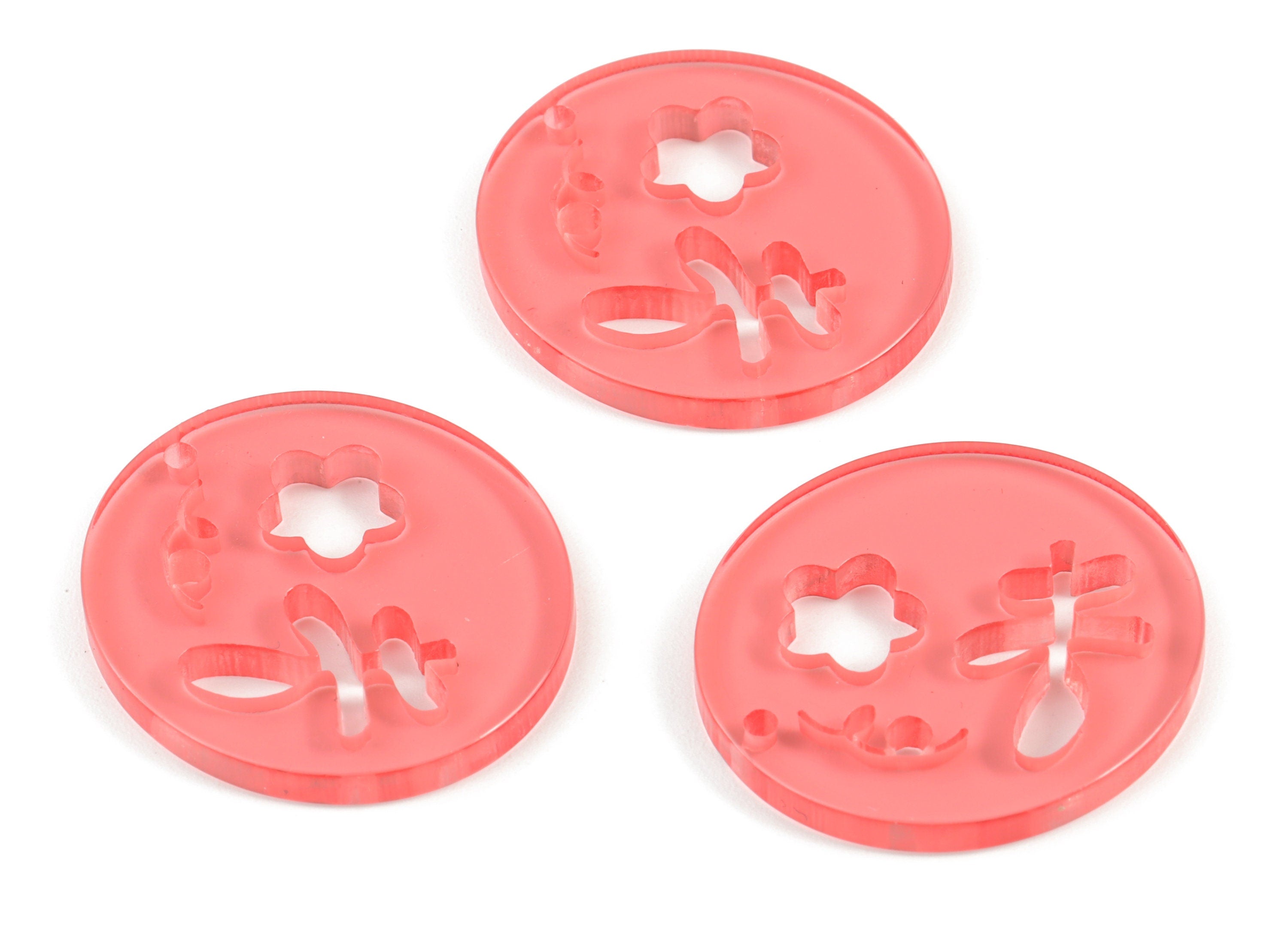 Acrylic Flower Earring Charms - Acrylic Red Leaf Earring Charms - Jewelry Supplies - Color Code:A465- 29.76x27.75x2.89mm - AC2139-A465 - DOMEDBAZAAR