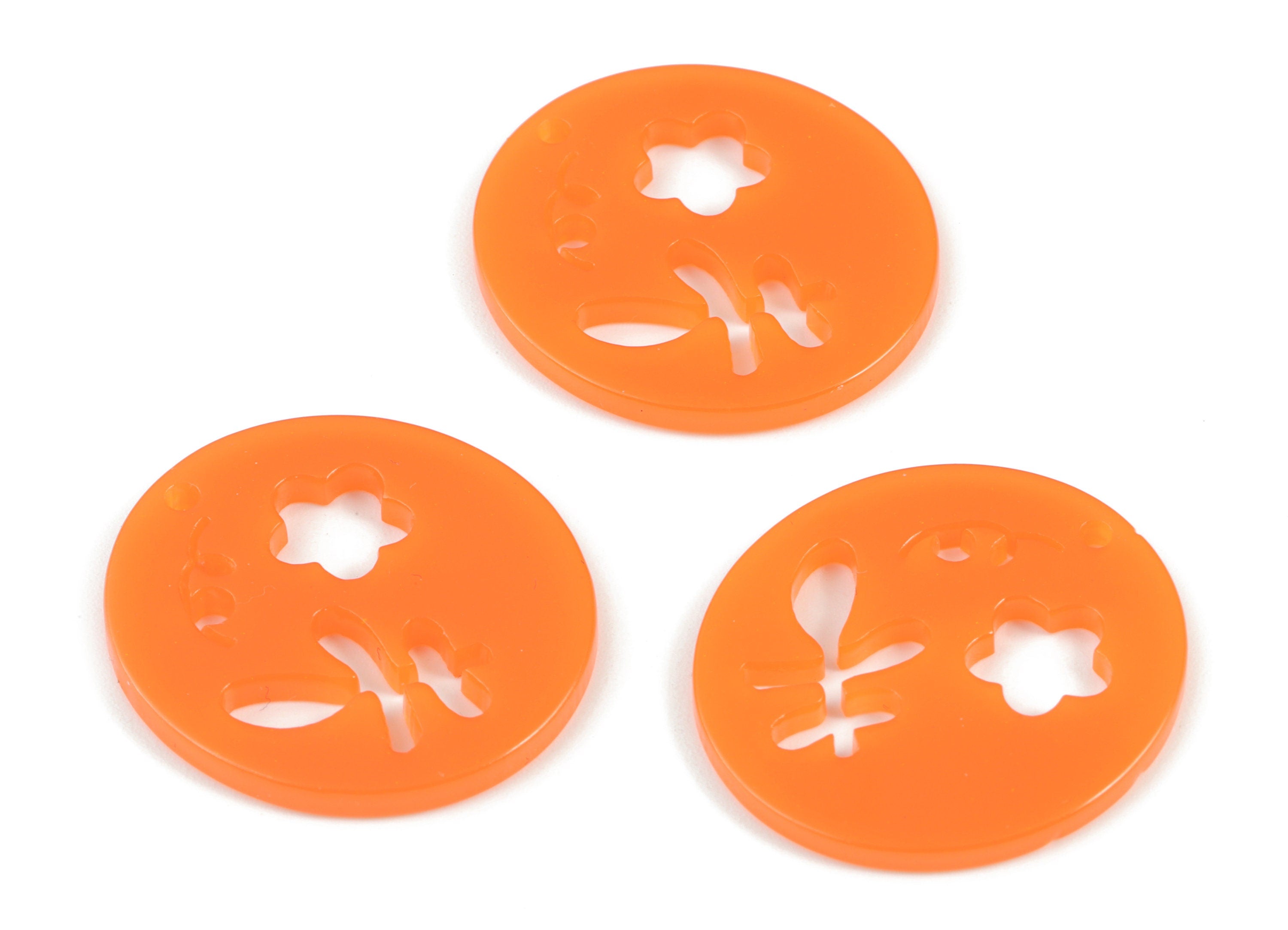 Acrylic Flower Earring Charms - Acrylic Orange Leaf Earring Charms - Jewelry Supplies - Color Code:A532 - 29.93x27.87x2.44mm - AC2139-A532 - DOMEDBAZAAR