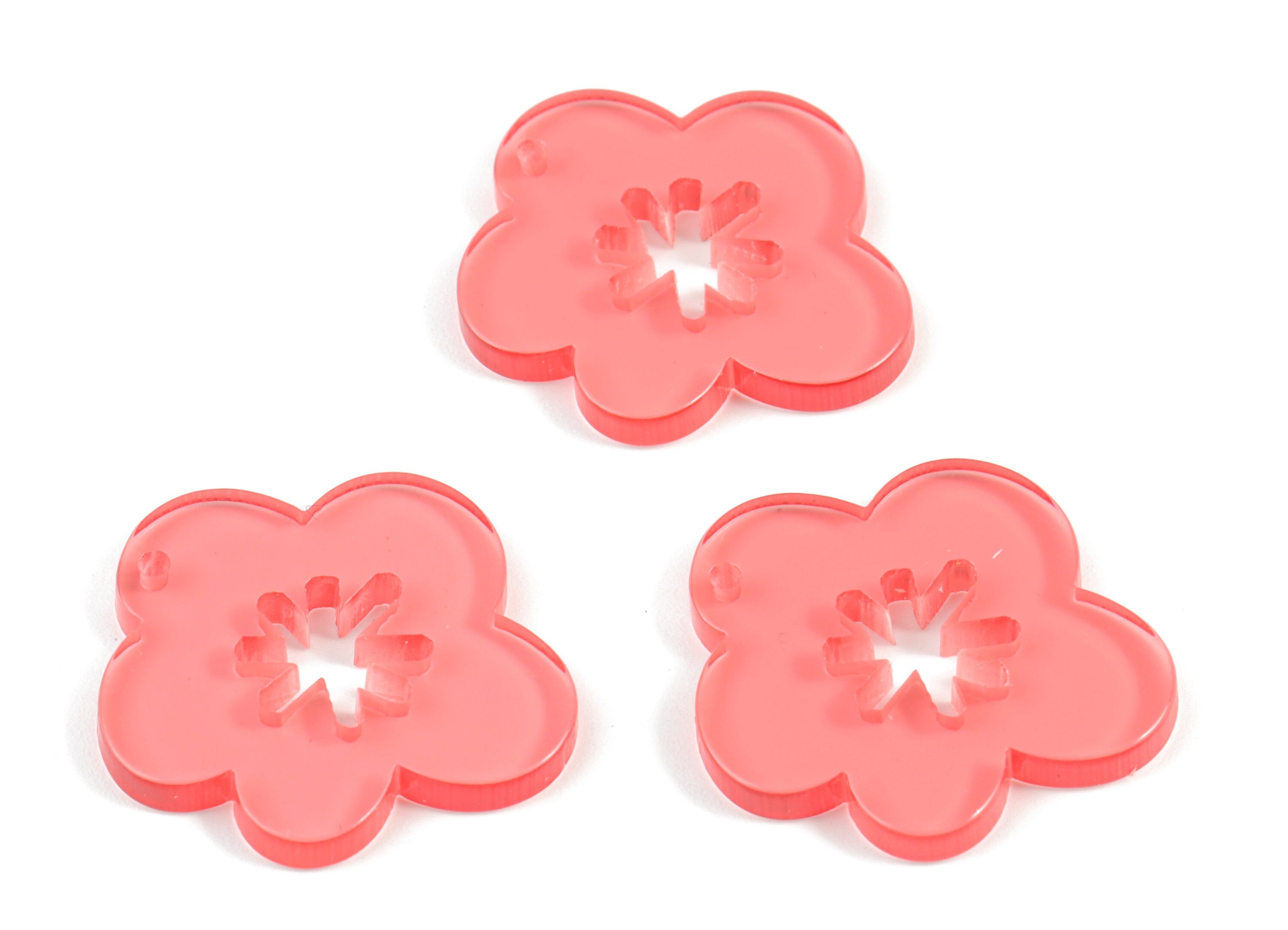 Acrylic Snowflake Flower Earring Charms - Acrylic Pink Flower Earrings - Jewelry Supplies - Color Code:A465- 30.59x28.4x3.06mm - AC2132-A465 - DOMEDBAZAAR