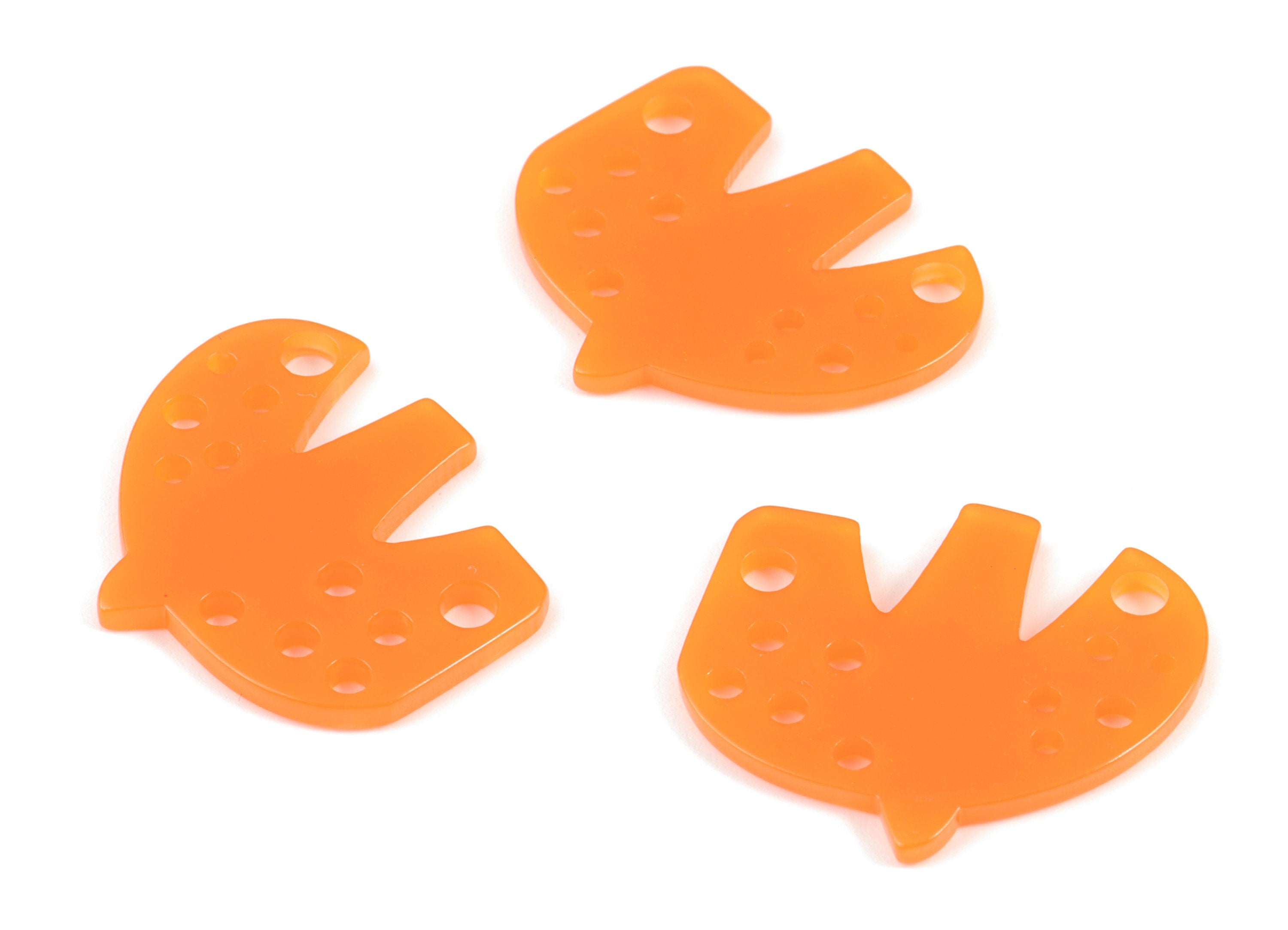 Acrylic Bird Earring Connector - Acrylic Orange Bird Earring Charms - Jewelry Supplies - Color Code:A532- 35.42x29.8x2.27mm - AC2140-A532 - DOMEDBAZAAR