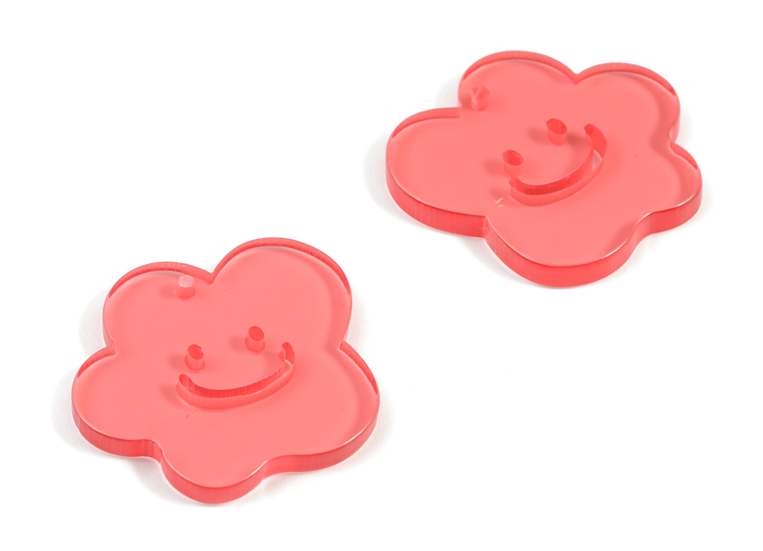 Bead door window curtain - Acrylic Smiley Flower wind bell chimes - Red Leaf Earring Charms - Color Code:A465- 33x31x3mm - AC2137-A465 - DOMEDBAZAAR