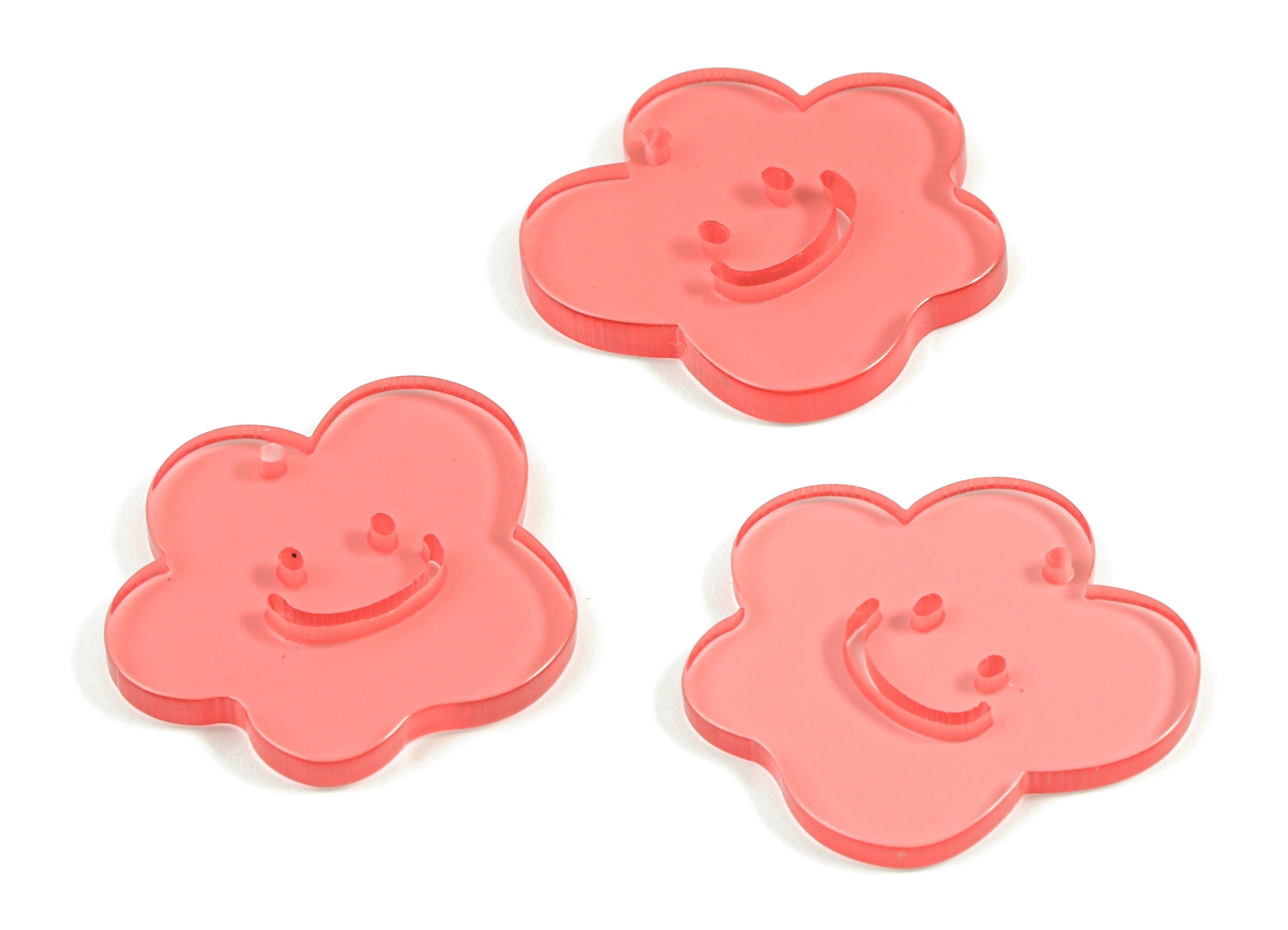 Bead door window curtain - Acrylic Smiley Flower wind bell chimes - Red Leaf Earring Charms - Color Code:A465- 33x31x3mm - AC2137-A465 - DOMEDBAZAAR