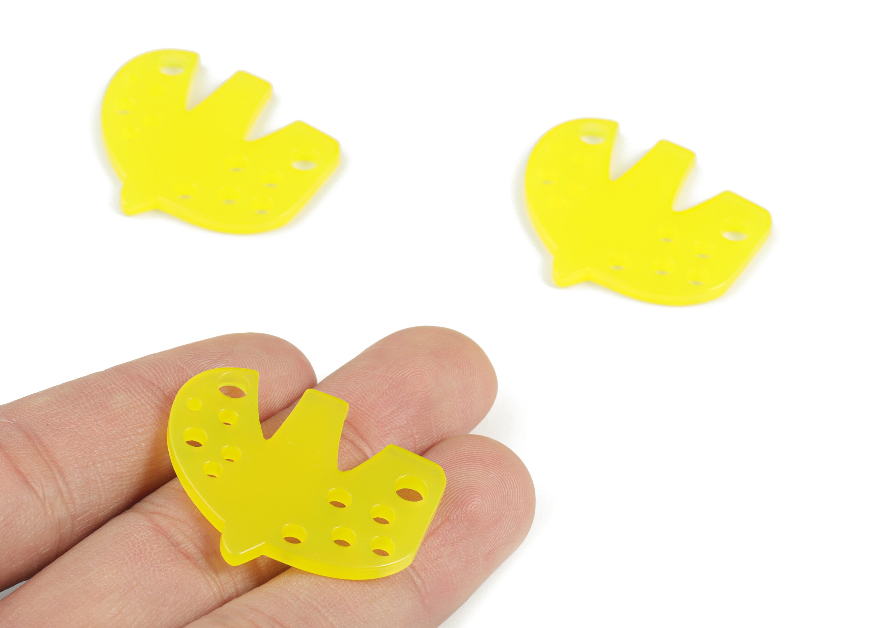 Acrylic Bird Earring Connector - Acrylic Yellow Bird Earring Charms - Jewelry Supplies - Color Code:A533- 35.28x29.85x2.65mm - AC2140-A533 - DOMEDBAZAAR