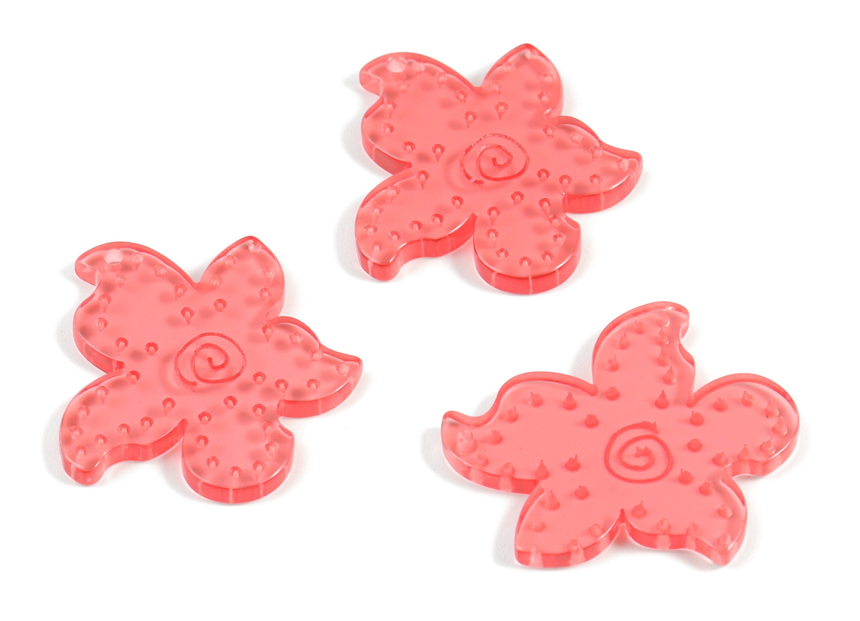 Bead door window curtain - Acrylic Red Flower wind bell chimes - Circle Earring Charms - Color Code:A465- 37.87x34.42x2.71mm - AC2133-A465 - DOMEDBAZAAR