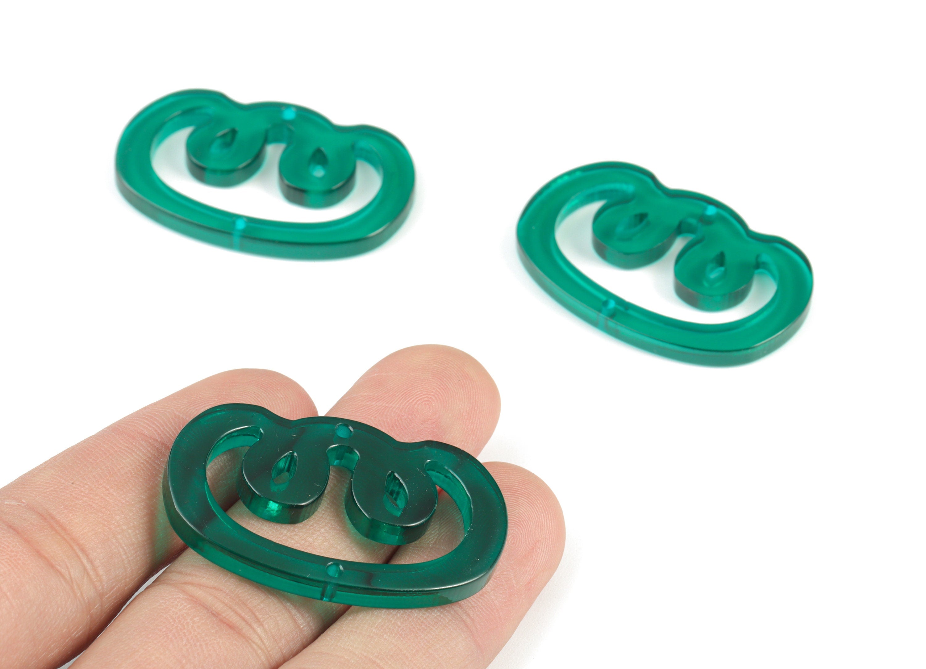 Bead door window curtain - Acrylic Oval Knot Green wind bell chimes - Oval Earring Connector - Color Code:A463- 39x25x3mm - AC2134-A463 - DOMEDBAZAAR