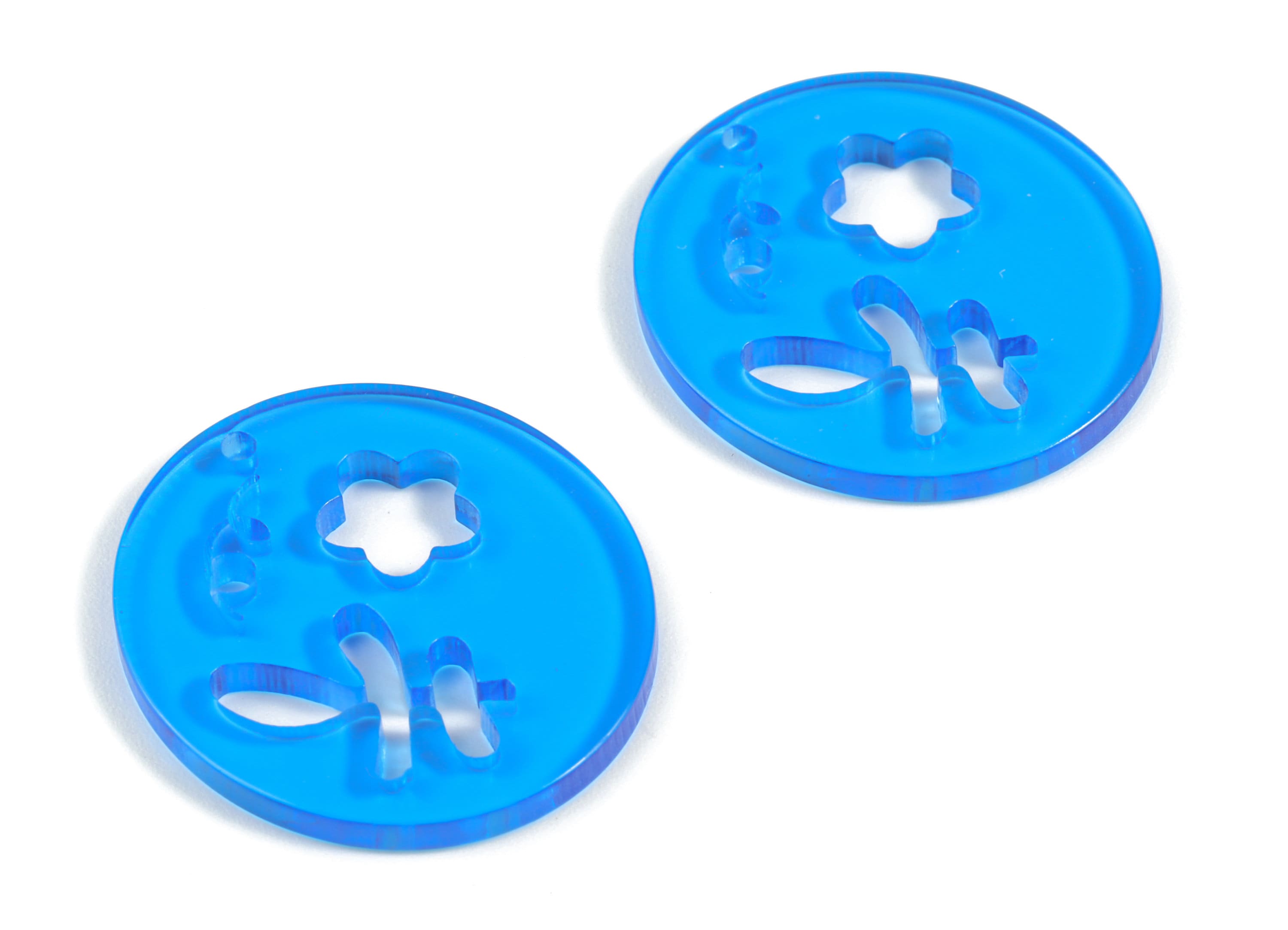 Acrylic Flower Earring Charms - Acrylic Blue Leaf Earring Charms - Jewelry Supplies - Color Code:A464- 29.86x27.96x2.75mm - AC2139-A464 - DOMEDBAZAAR