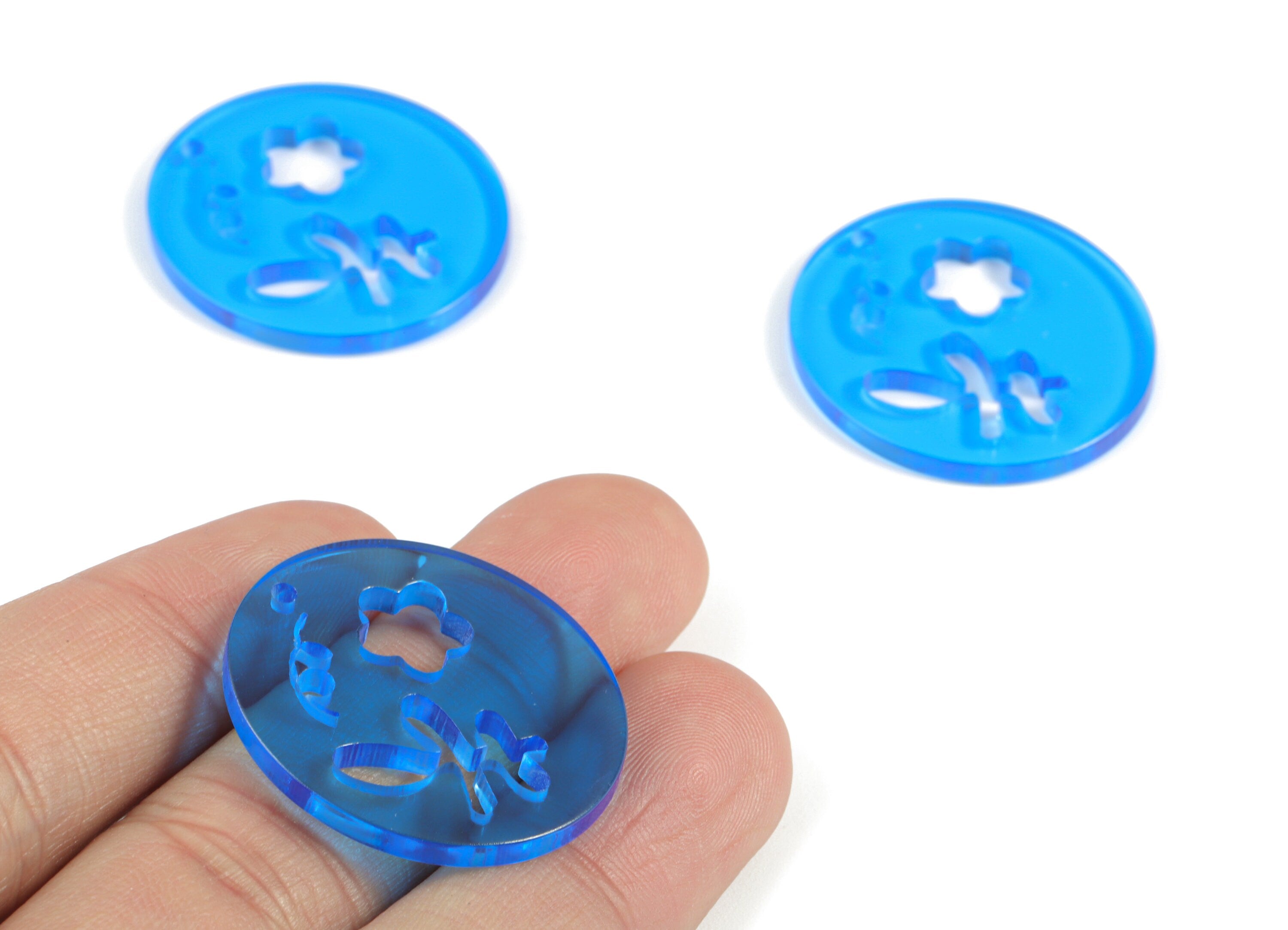 Acrylic Flower Earring Charms - Acrylic Blue Leaf Earring Charms - Jewelry Supplies - Color Code:A464- 29.86x27.96x2.75mm - AC2139-A464 - DOMEDBAZAAR