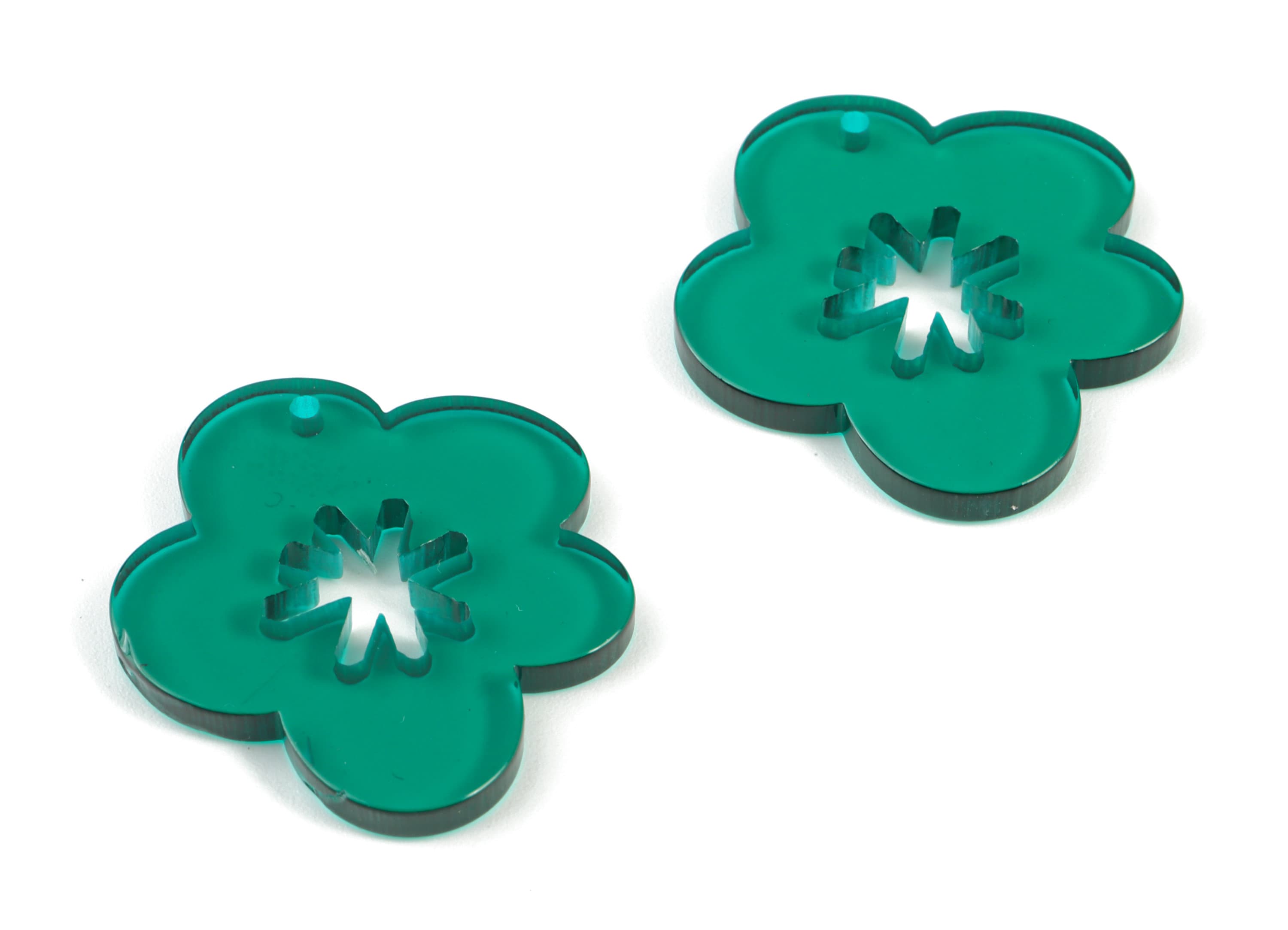 Acrylic Snowflake Flower Earring Charms - Acrylic Green Flower Earrings - Jewelry Supplies - Color Code:A463- 33.05x30x2.97mm - AC2132-A463 - DOMEDBAZAAR