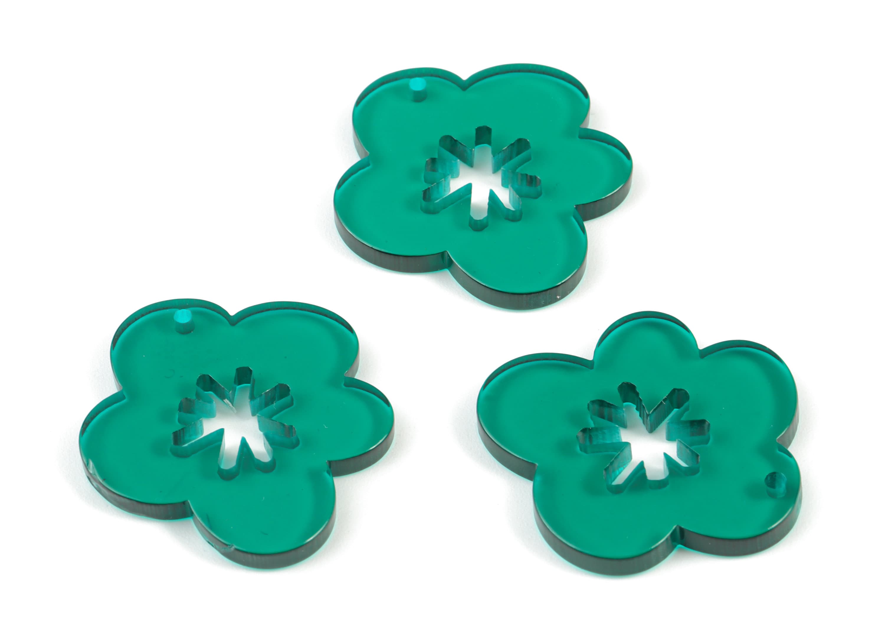 Acrylic Snowflake Flower Earring Charms - Acrylic Green Flower Earrings - Jewelry Supplies - Color Code:A463- 33.05x30x2.97mm - AC2132-A463 - DOMEDBAZAAR