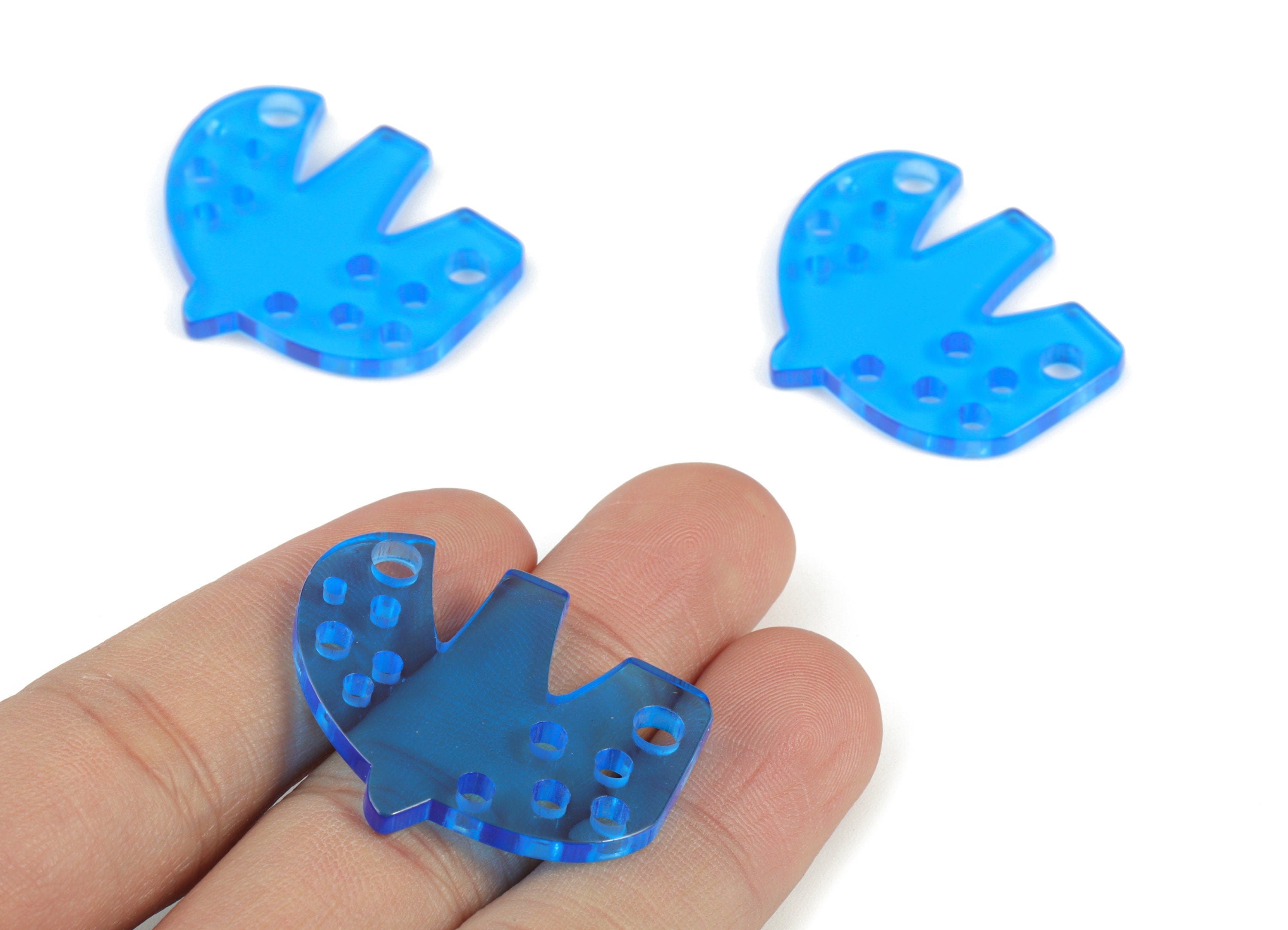 Acrylic Bird Earring Connector - Acrylic Blue Bird Earring Charms - Jewelry Supplies - Color Code:A464- 33.89x29.85x2.59mm - AC2140-A464 - DOMEDBAZAAR