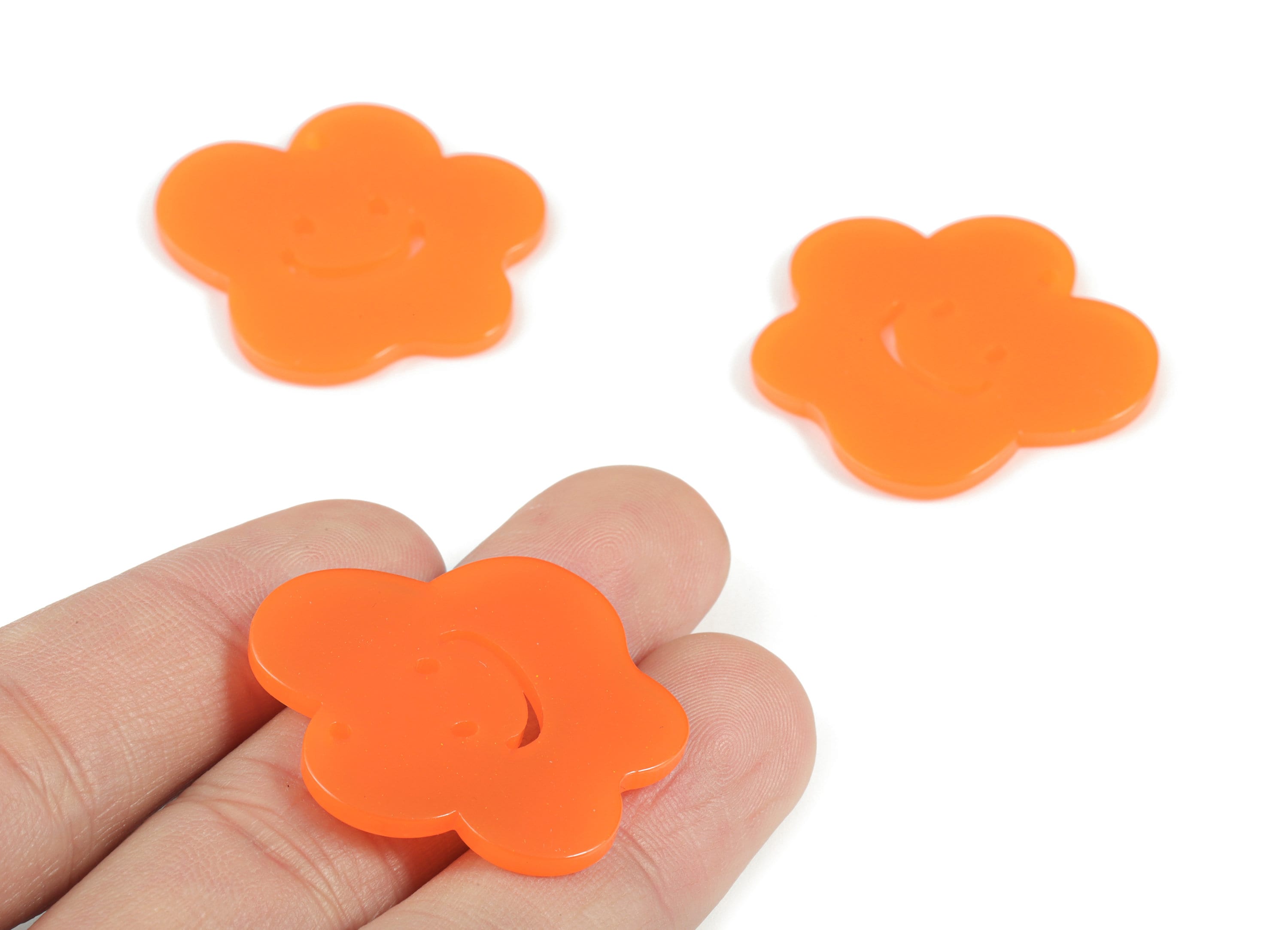 Bead door window curtain - Acrylic Smiley Flower wind bell chimes - Orange Leaf Earring Charms - Color Code:A532- 33x30x2mm - AC2137-A532 - DOMEDBAZAAR