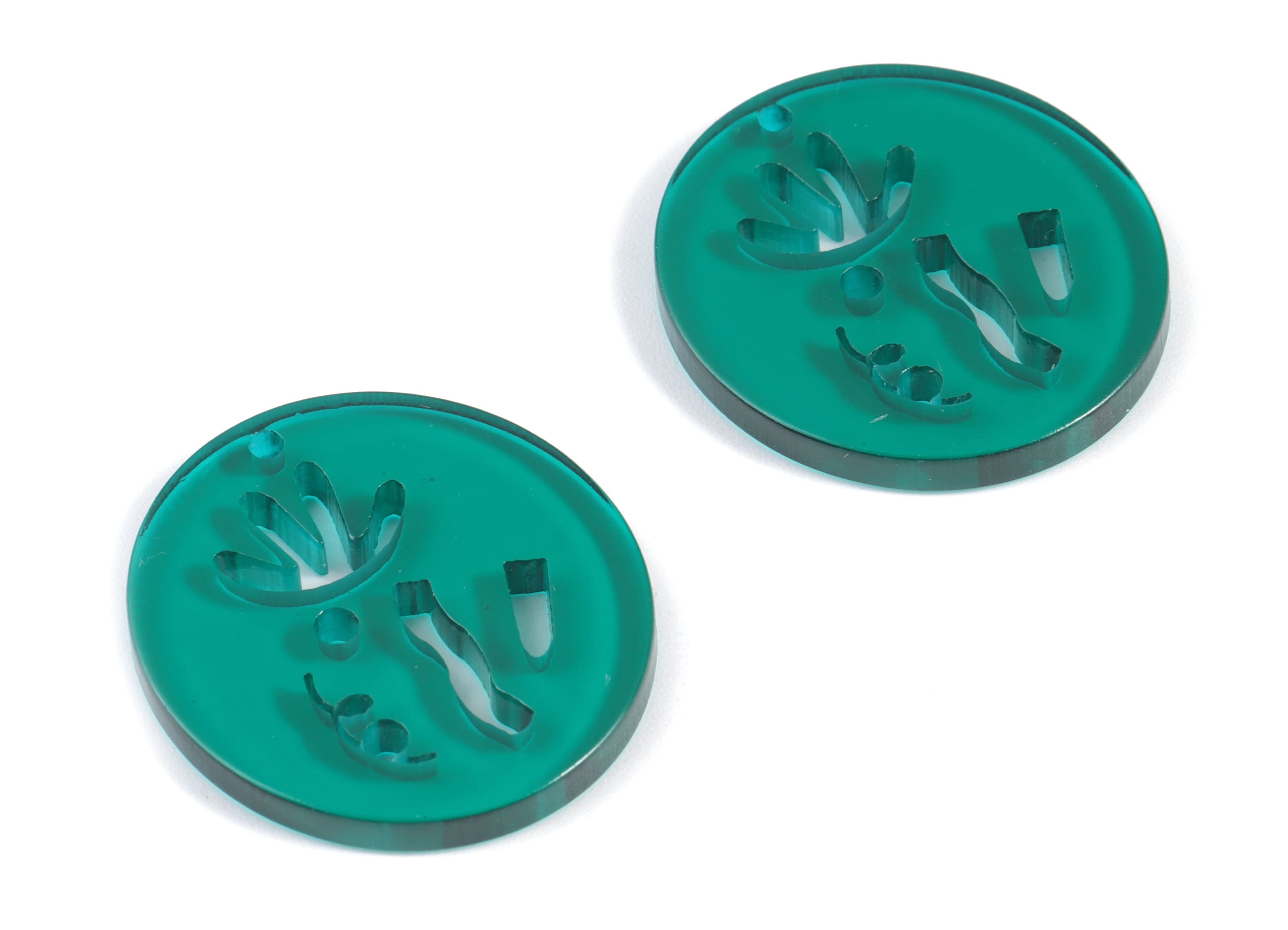 Bead door window curtain - Acrylic Green Round wind bell chimes - Circle Earring Charms - Color Code:A463- 29.97x27.85x2.93mm - AC2135-A463 - DOMEDBAZAAR