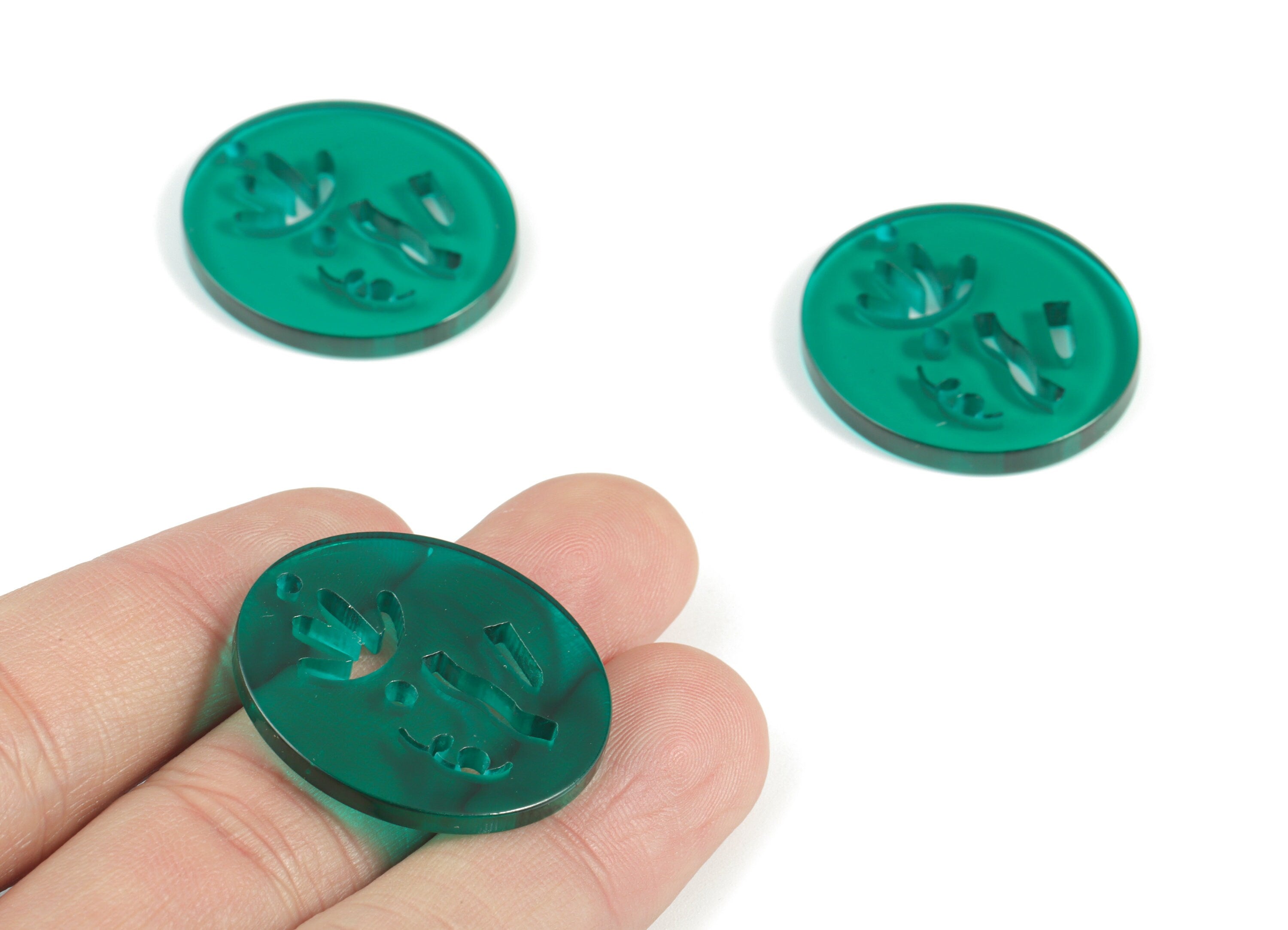 Bead door window curtain - Acrylic Green Round wind bell chimes - Circle Earring Charms - Color Code:A463- 29.97x27.85x2.93mm - AC2135-A463 - DOMEDBAZAAR