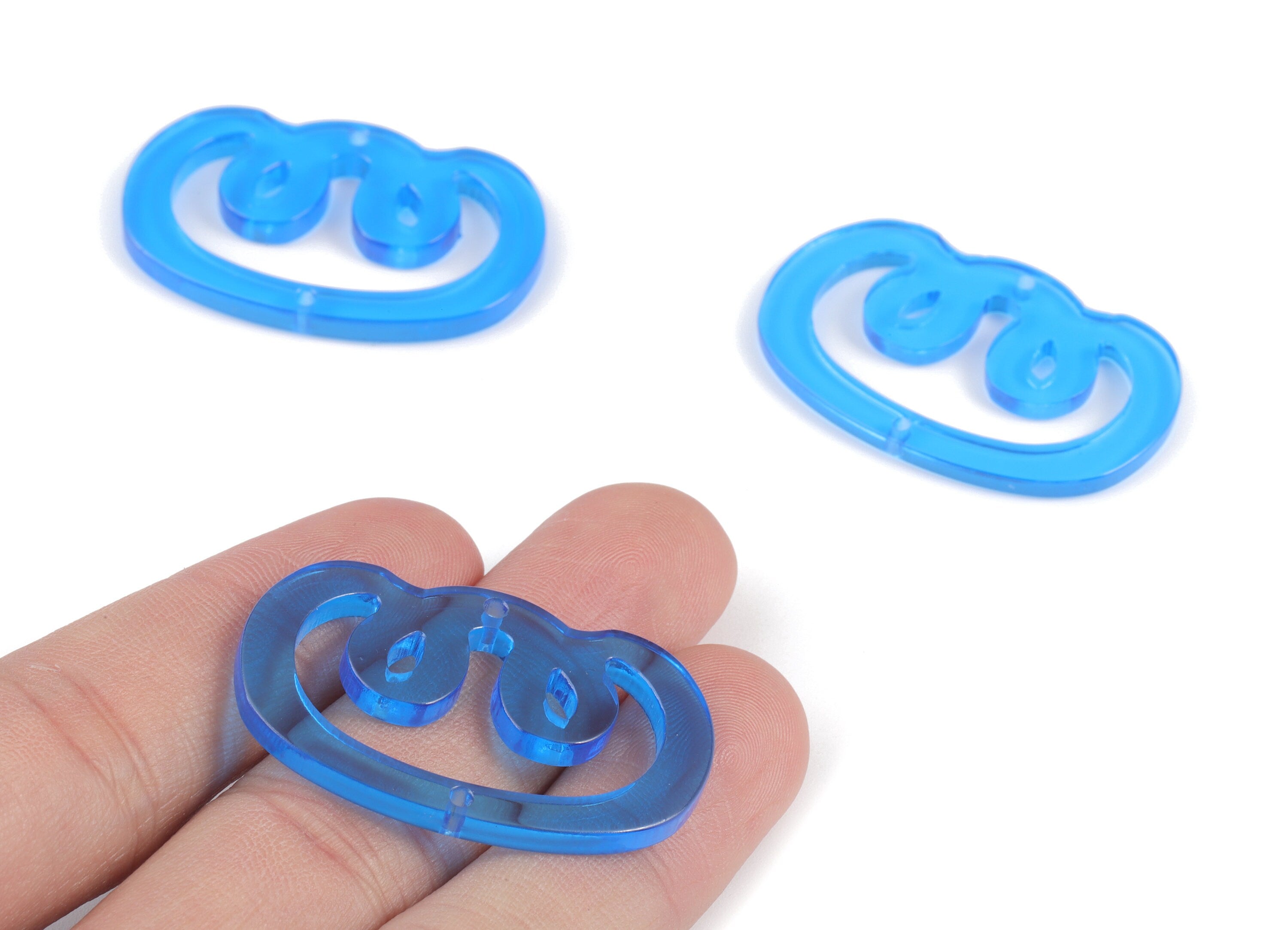 Bead door window curtain - Acrylic Oval Knot Blue wind bell chimes - Oval Earring Connector - Color Code:A464- 39x25x3mm - AC2134-A464 - DOMEDBAZAAR