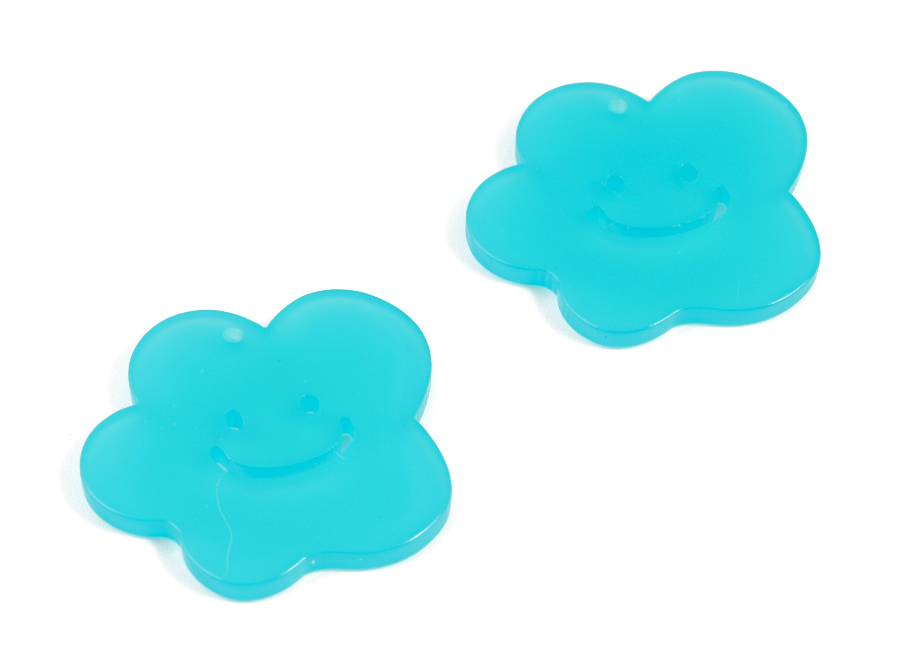 Bead door window curtain - Acrylic Smiley Flower wind bell chimes - Aqua Leaf Earring Charms - Color Code:A531- 33x31x2mm - AC2137-A531 - DOMEDBAZAAR