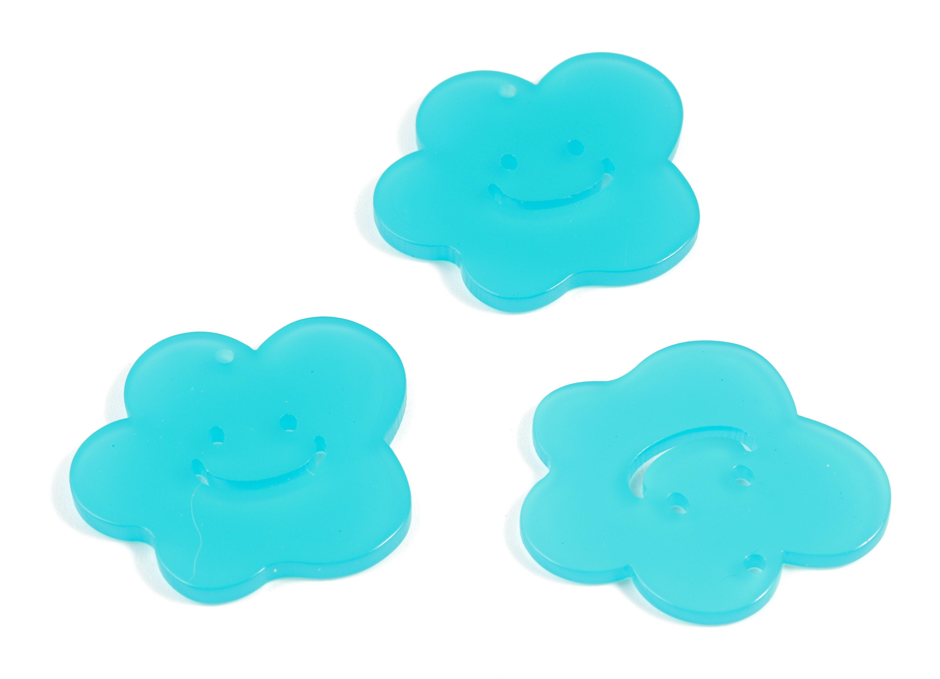 Bead door window curtain - Acrylic Smiley Flower wind bell chimes - Aqua Leaf Earring Charms - Color Code:A531- 33x31x2mm - AC2137-A531 - DOMEDBAZAAR