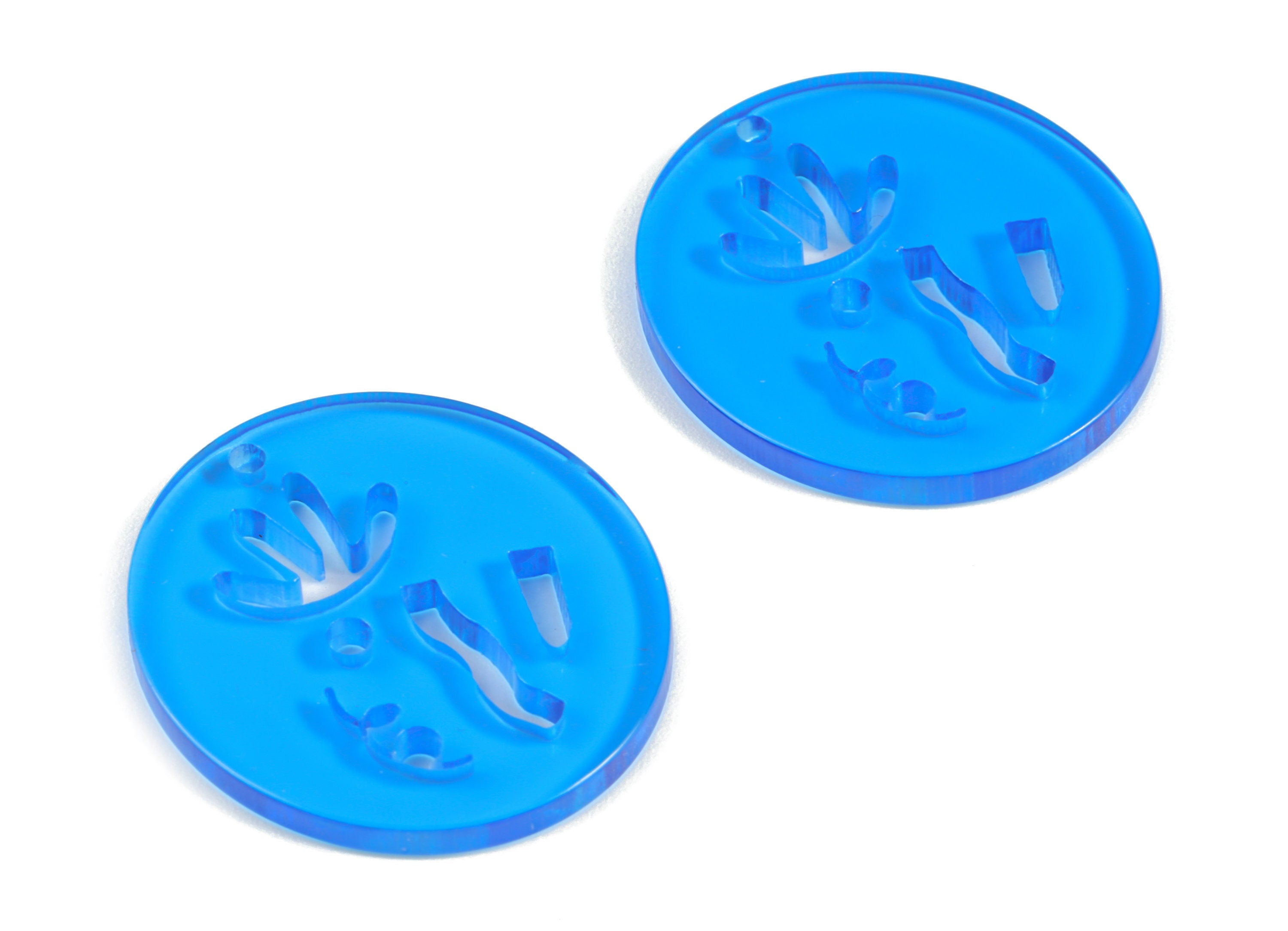 Bead door window curtain - Acrylic Blue Round wind bell chimes - Circle Earring Charms - Color Code:A464- 29x27x2mm - AC2135-A464 - DOMEDBAZAAR