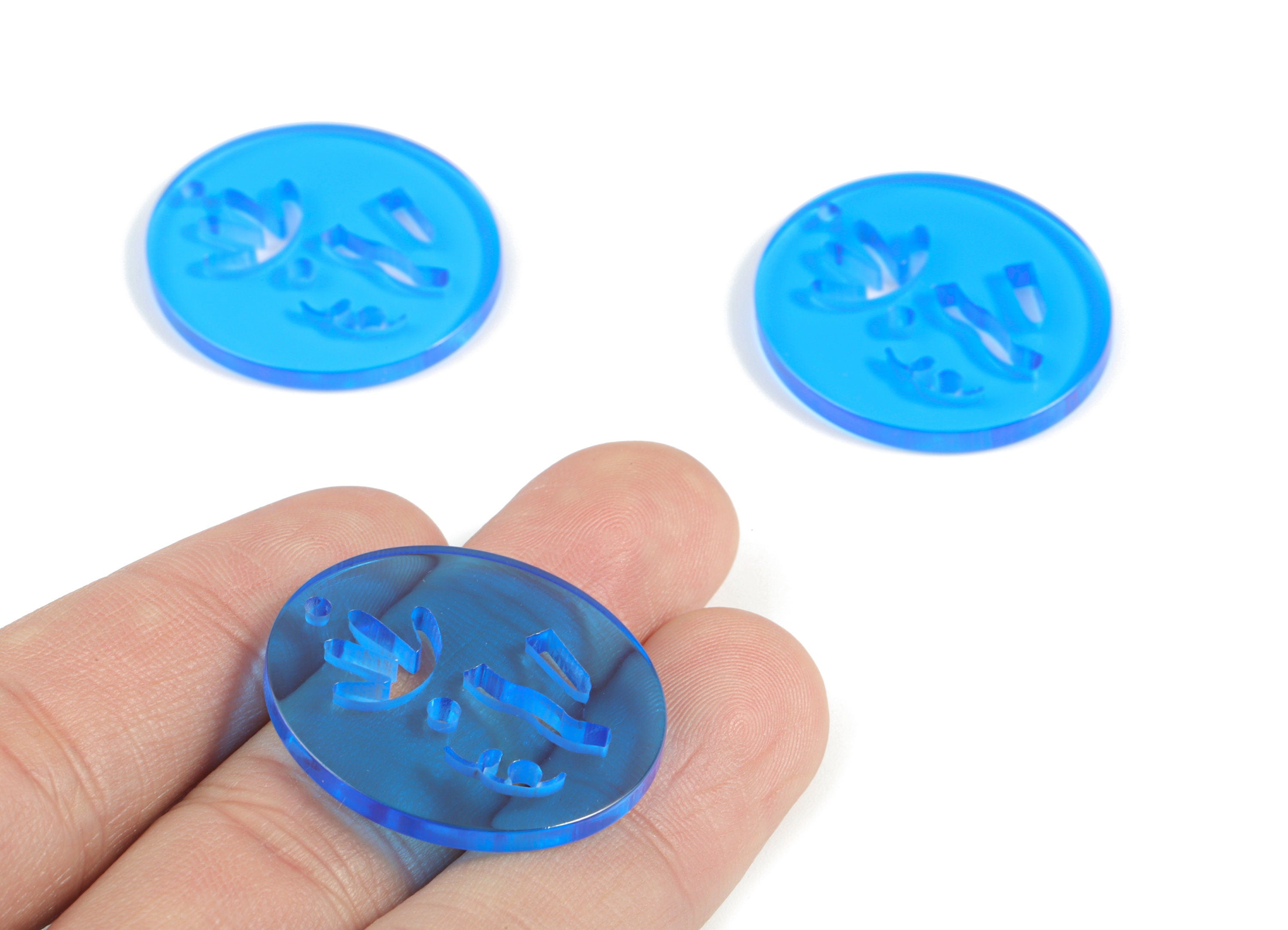 Bead door window curtain - Acrylic Blue Round wind bell chimes - Circle Earring Charms - Color Code:A464- 29x27x2mm - AC2135-A464 - DOMEDBAZAAR